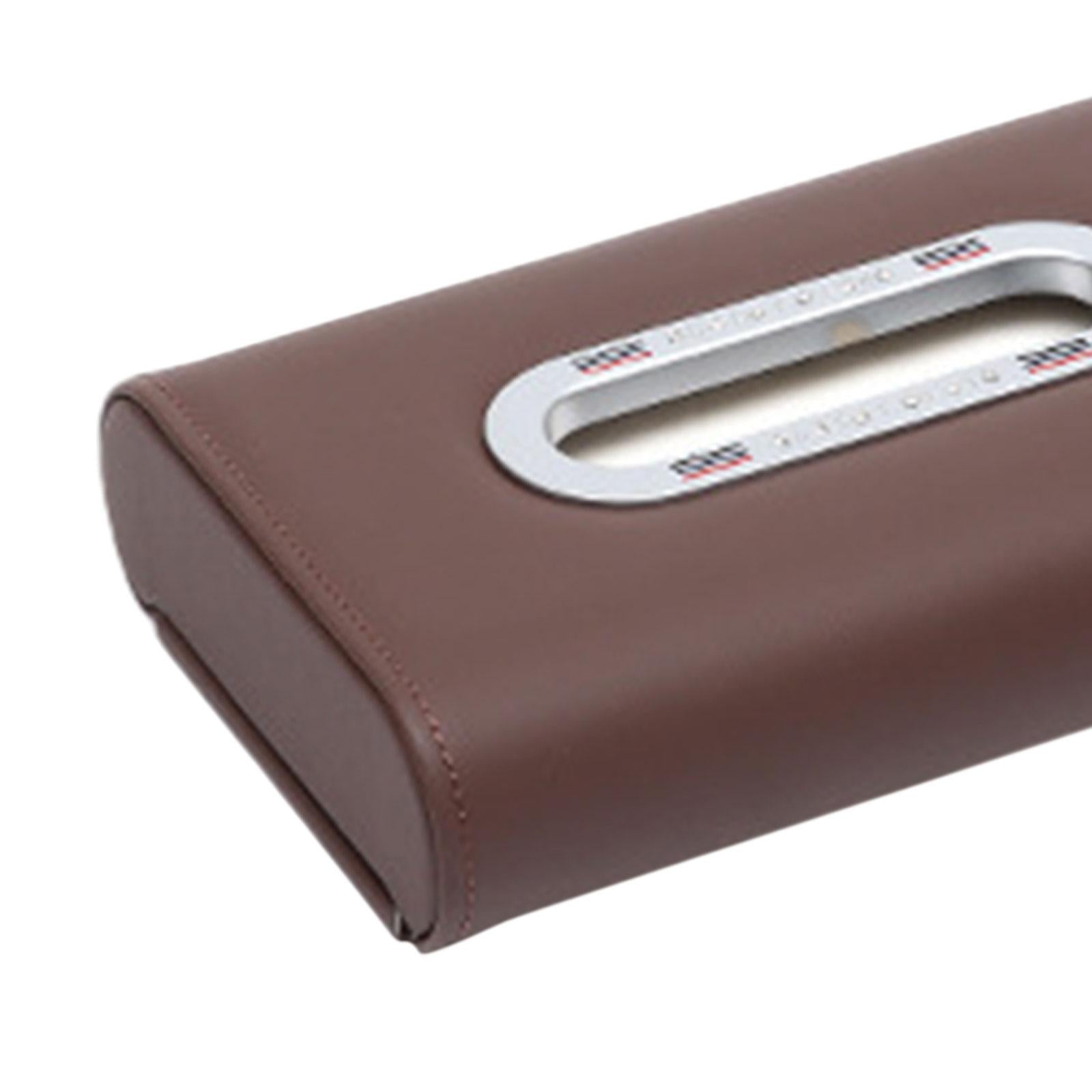 Car Tissue Box Vehicle Tissue Box Tissues Box Cover PU Leather Tissue Holder dark brown