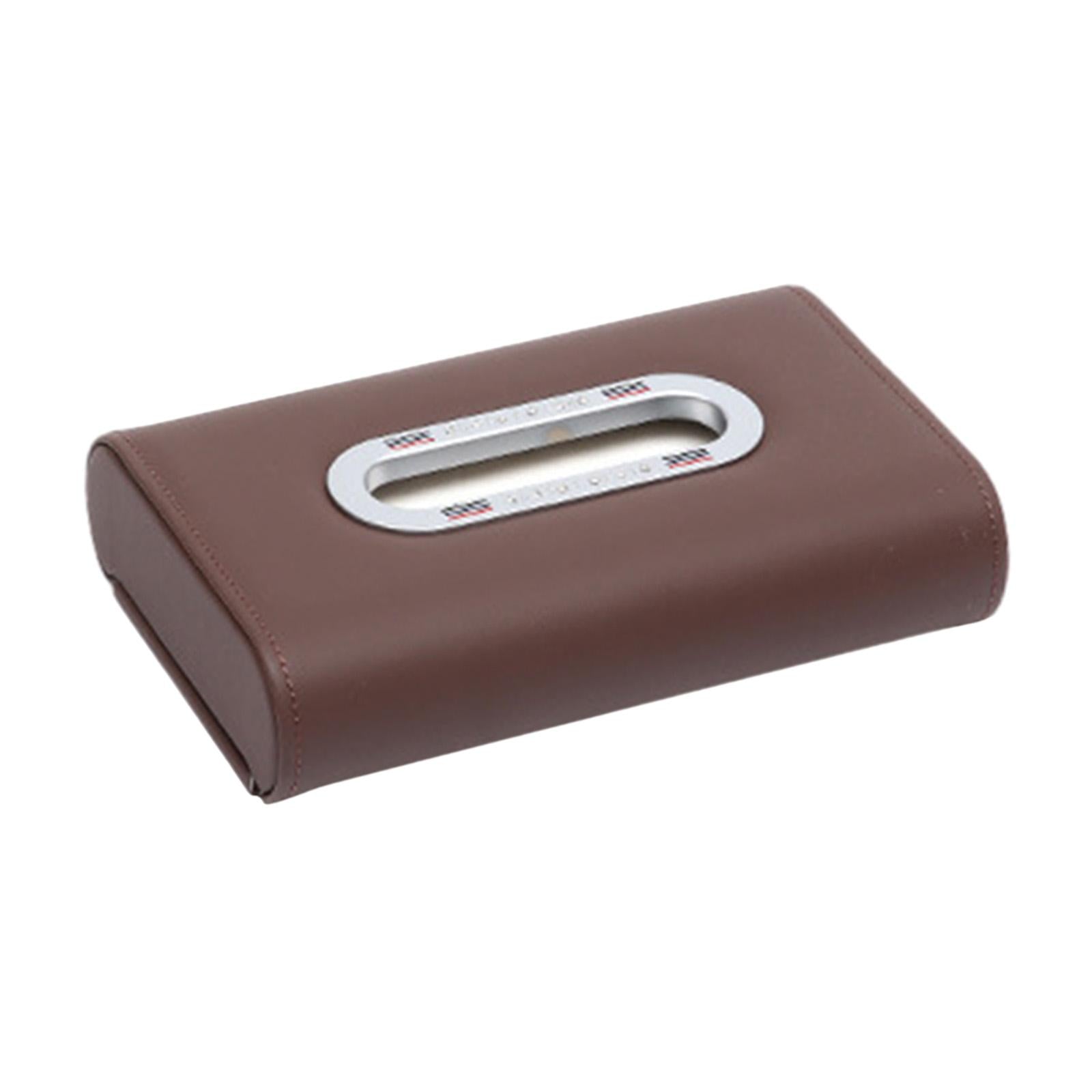 Car Tissue Box Vehicle Tissue Box Tissues Box Cover PU Leather Tissue Holder dark brown