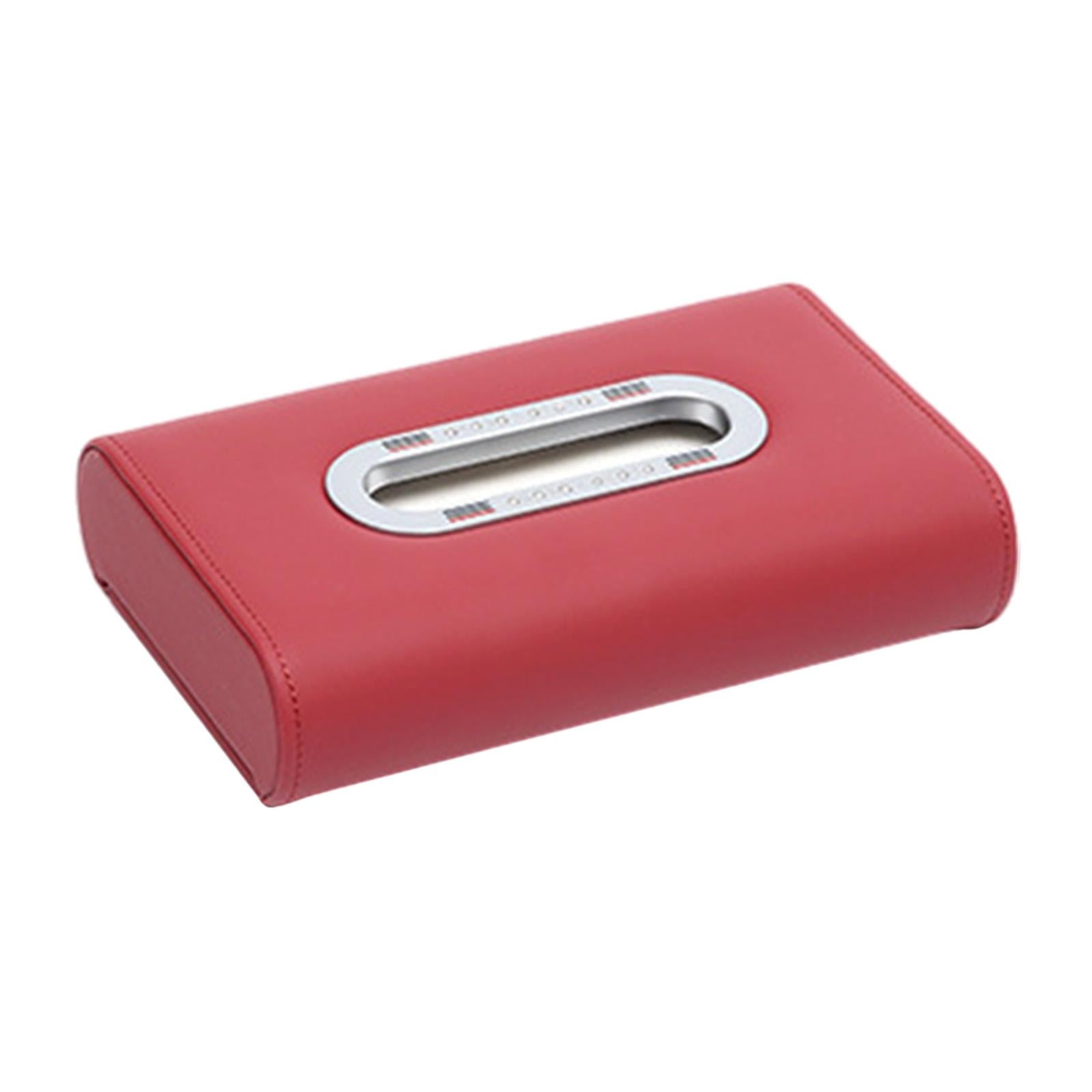 Car Tissue Box Vehicle Tissue Box Tissues Box Cover PU Leather Tissue Holder red