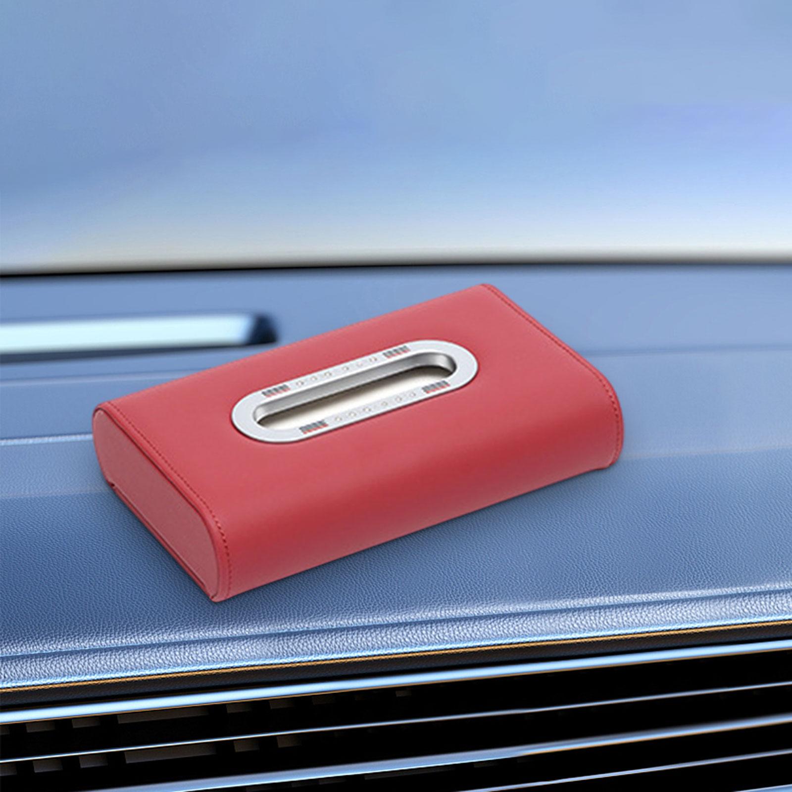 Car Tissue Box Vehicle Tissue Box Tissues Box Cover PU Leather Tissue Holder red