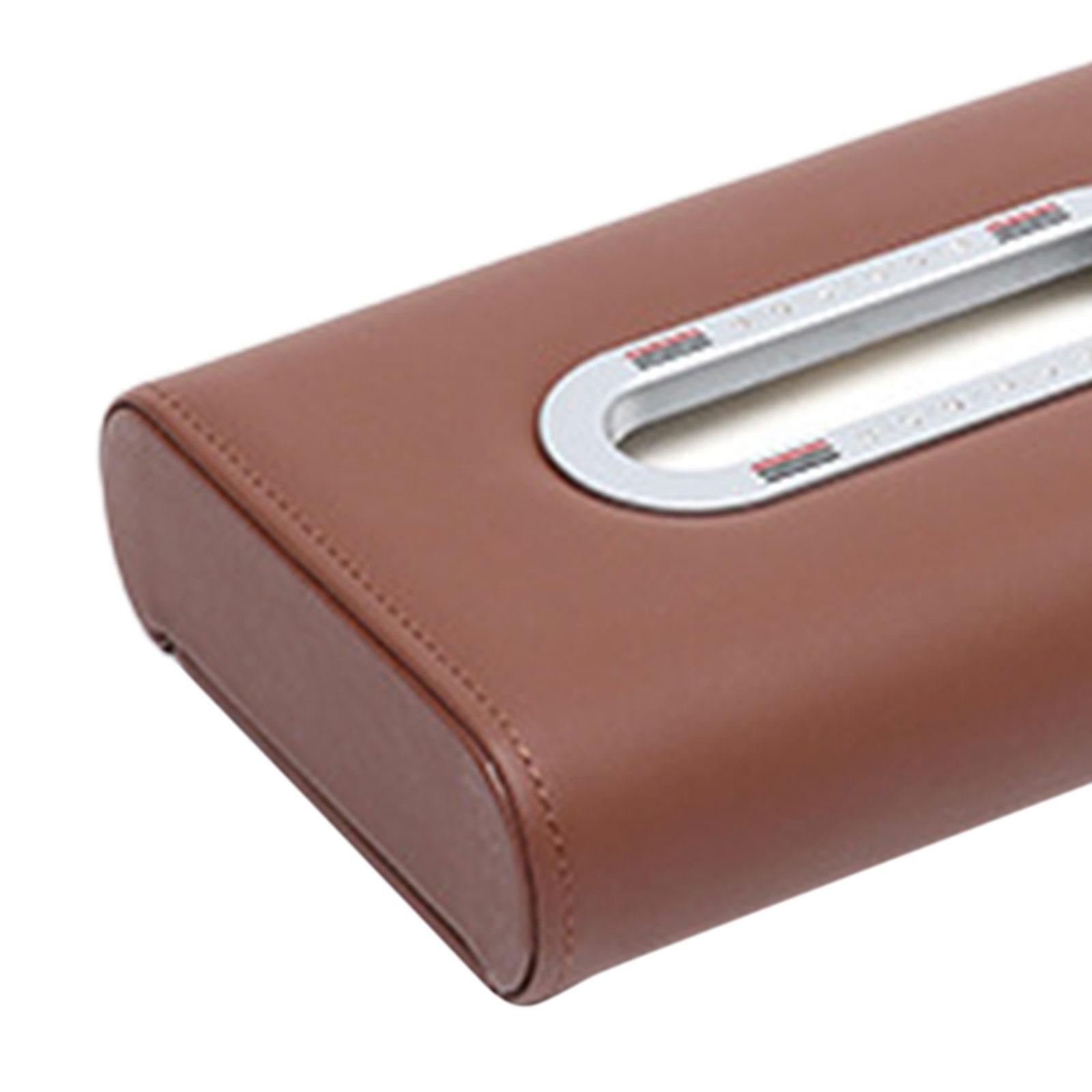 Car Tissue Box Vehicle Tissue Box Tissues Box Cover PU Leather Tissue Holder saddle brown
