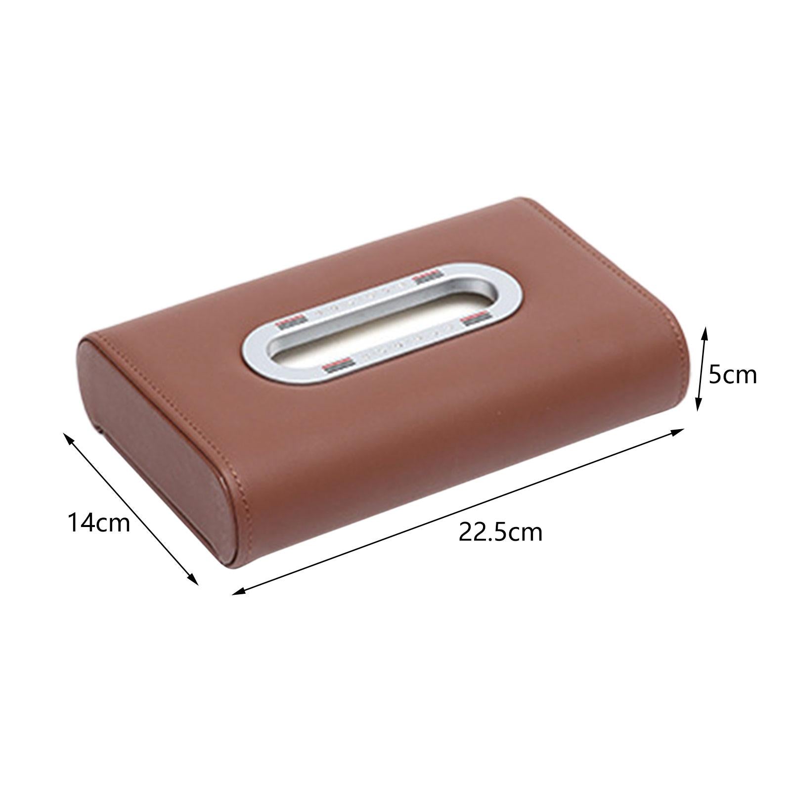 Car Tissue Box Vehicle Tissue Box Tissues Box Cover PU Leather Tissue Holder saddle brown