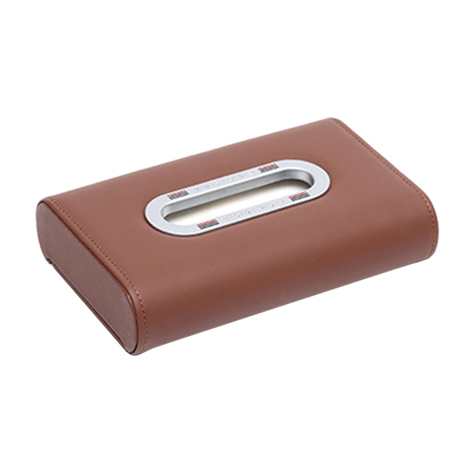 Car Tissue Box Vehicle Tissue Box Tissues Box Cover PU Leather Tissue Holder saddle brown