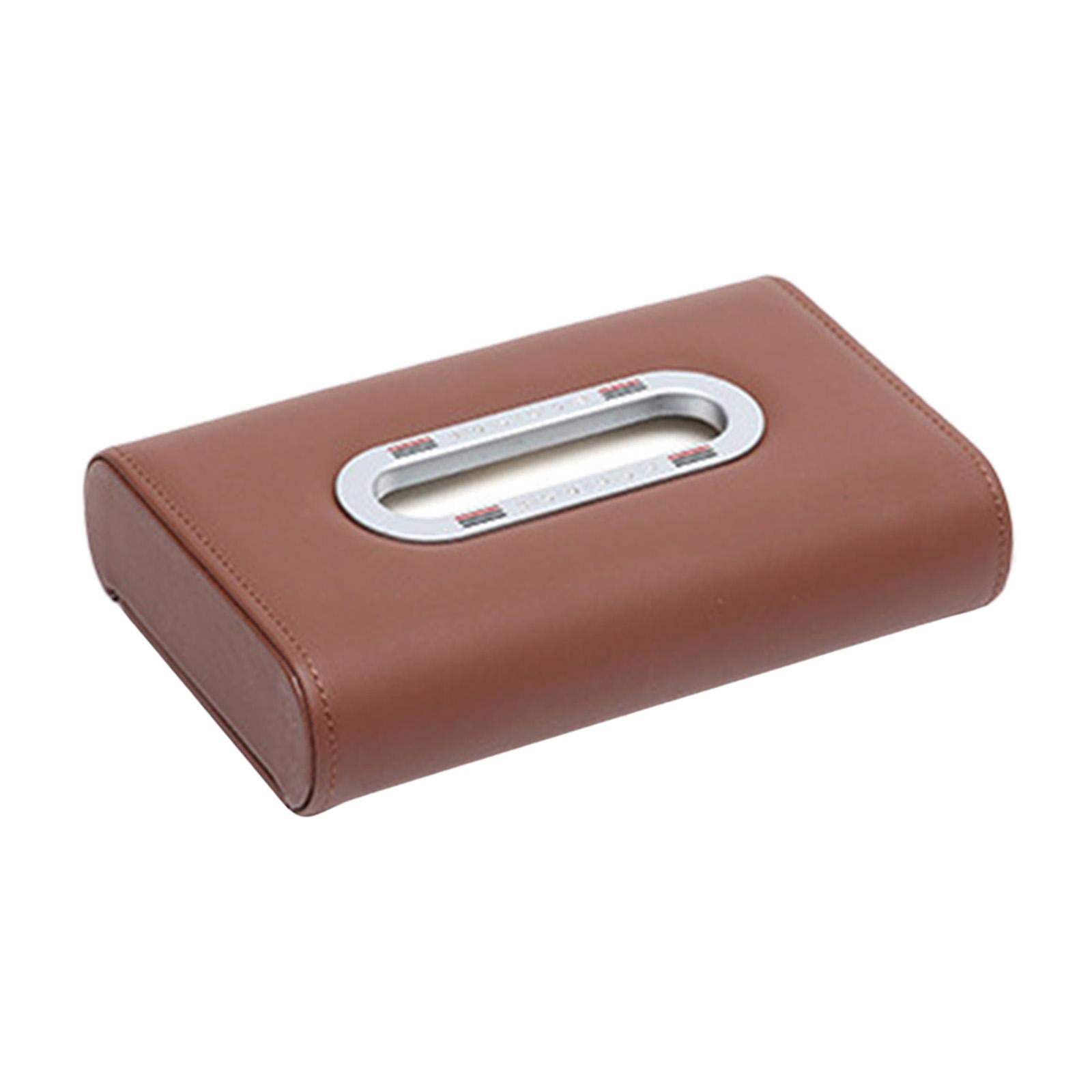 Car Tissue Box Vehicle Tissue Box Tissues Box Cover PU Leather Tissue Holder saddle brown