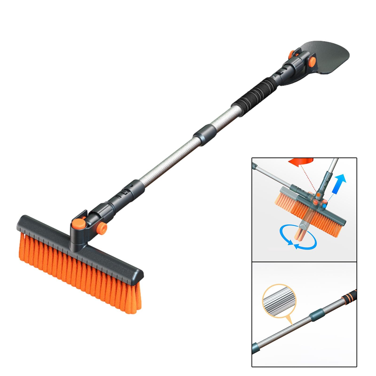 Ice Scraper Snow Brush Rotatable Portable for Automobiles Vehicles Cars Black