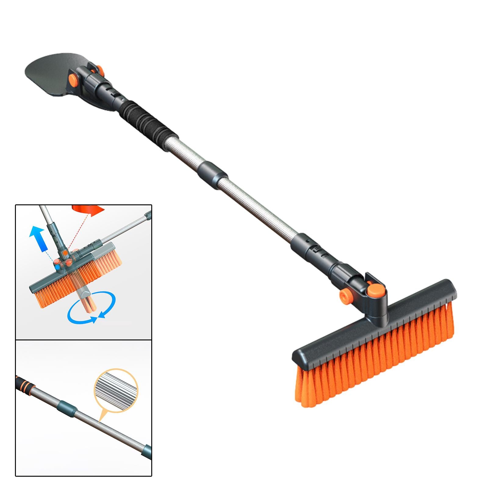 Ice Scraper Snow Brush Rotatable Portable for Automobiles Vehicles Cars Black