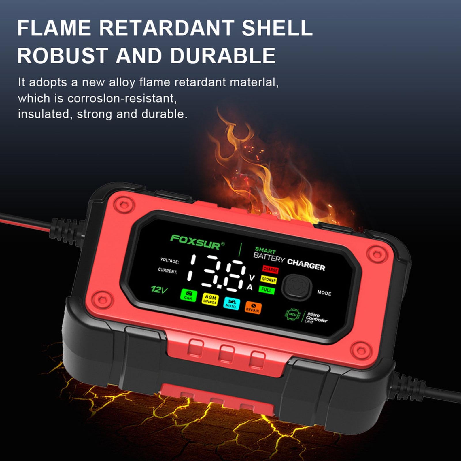 Smart Car Battery Charger Large Screen Colors Smart Battery Trickle Charger red
