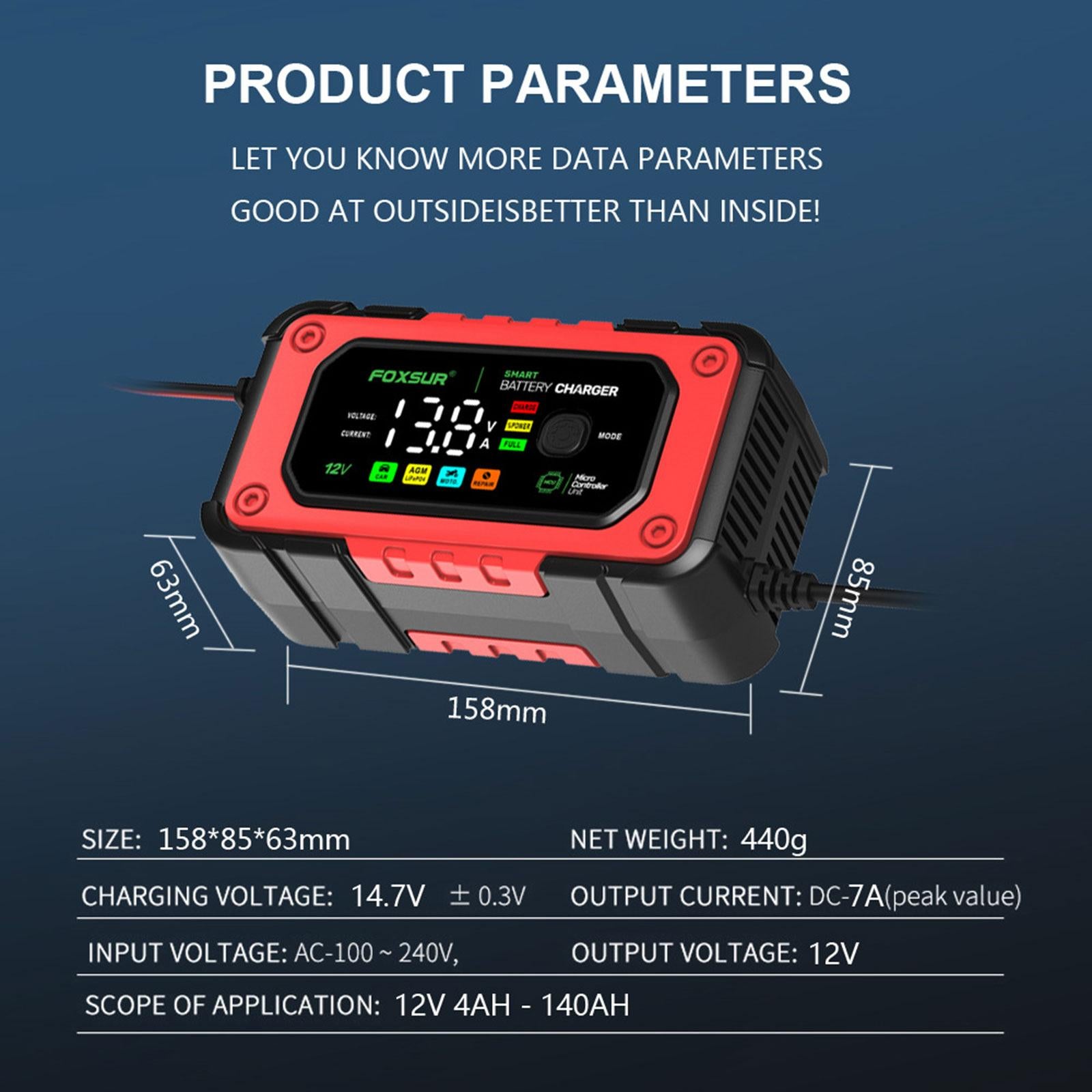 Smart Car Battery Charger Large Screen Colors Smart Battery Trickle Charger red