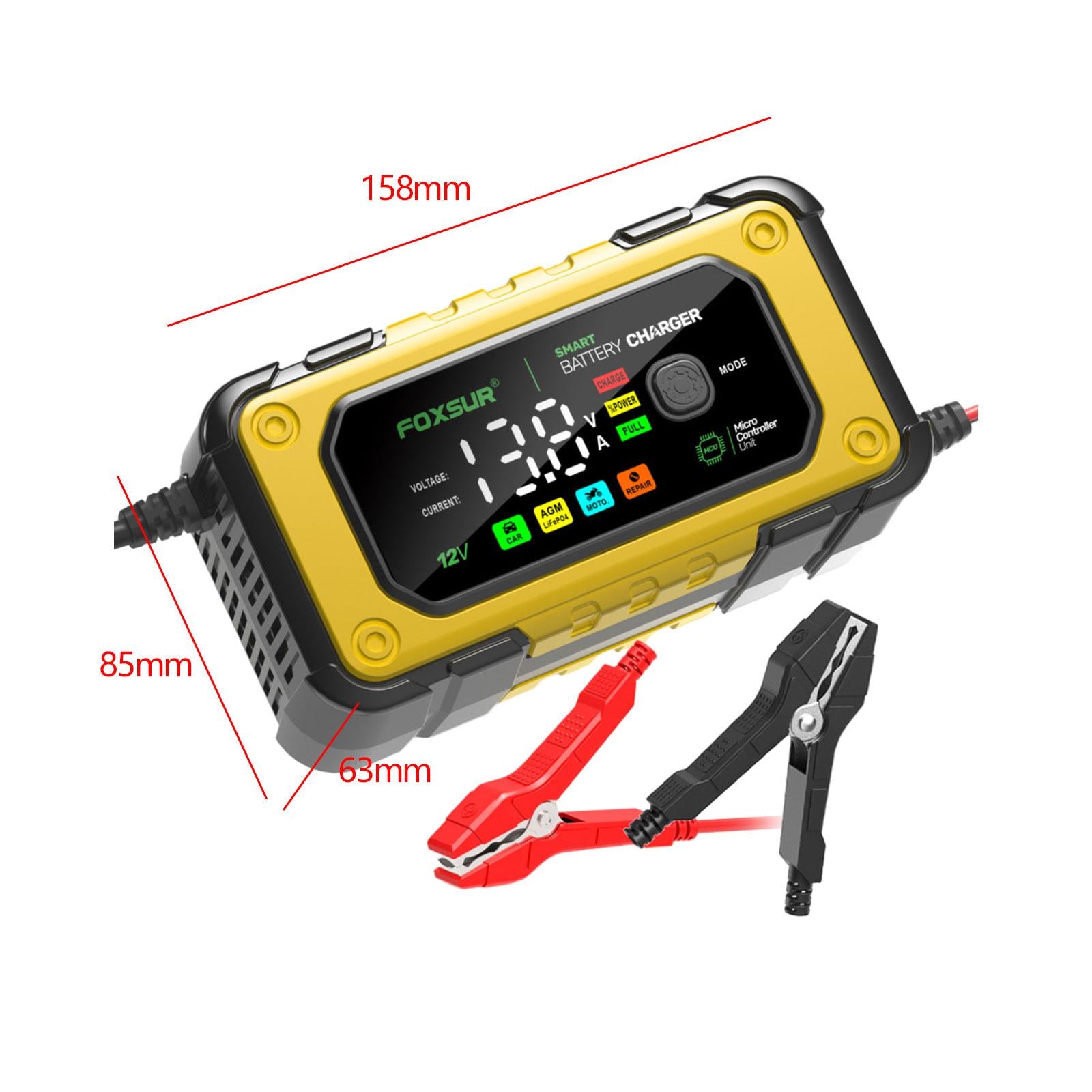 Smart Car Battery Charger Large Screen Colors Smart Battery Trickle Charger yellow