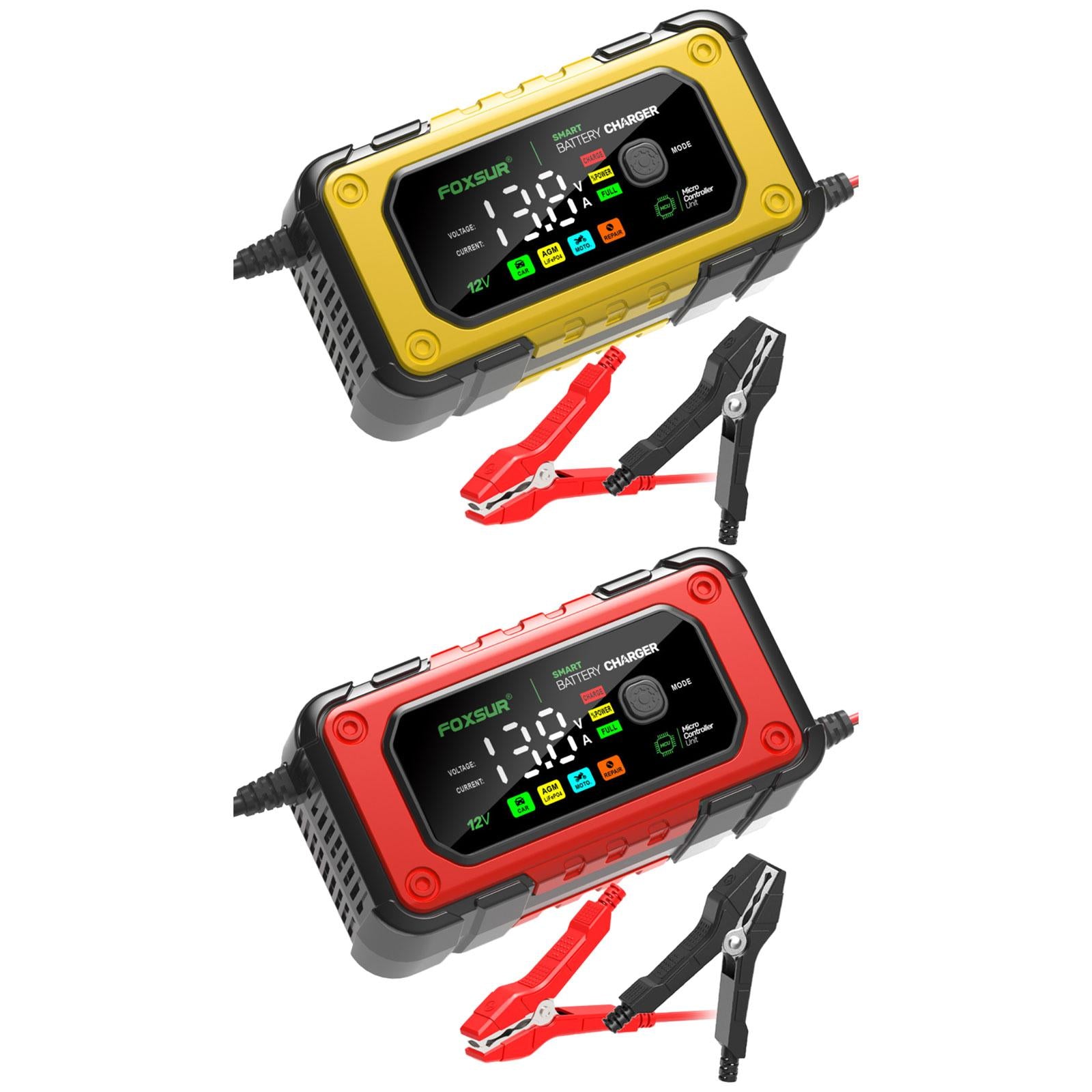 Smart Car Battery Charger Large Screen Colors Smart Battery Trickle Charger yellow