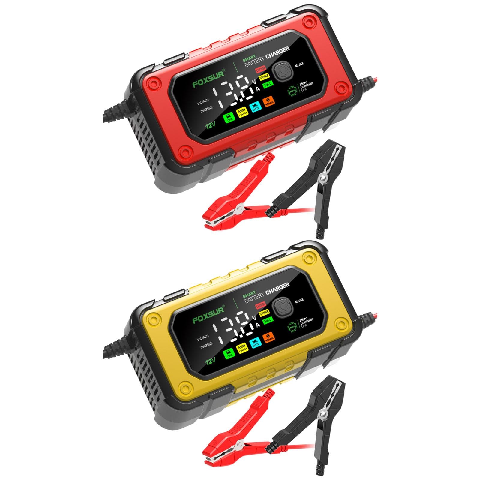 Smart Car Battery Charger Large Screen Colors Smart Battery Trickle Charger yellow