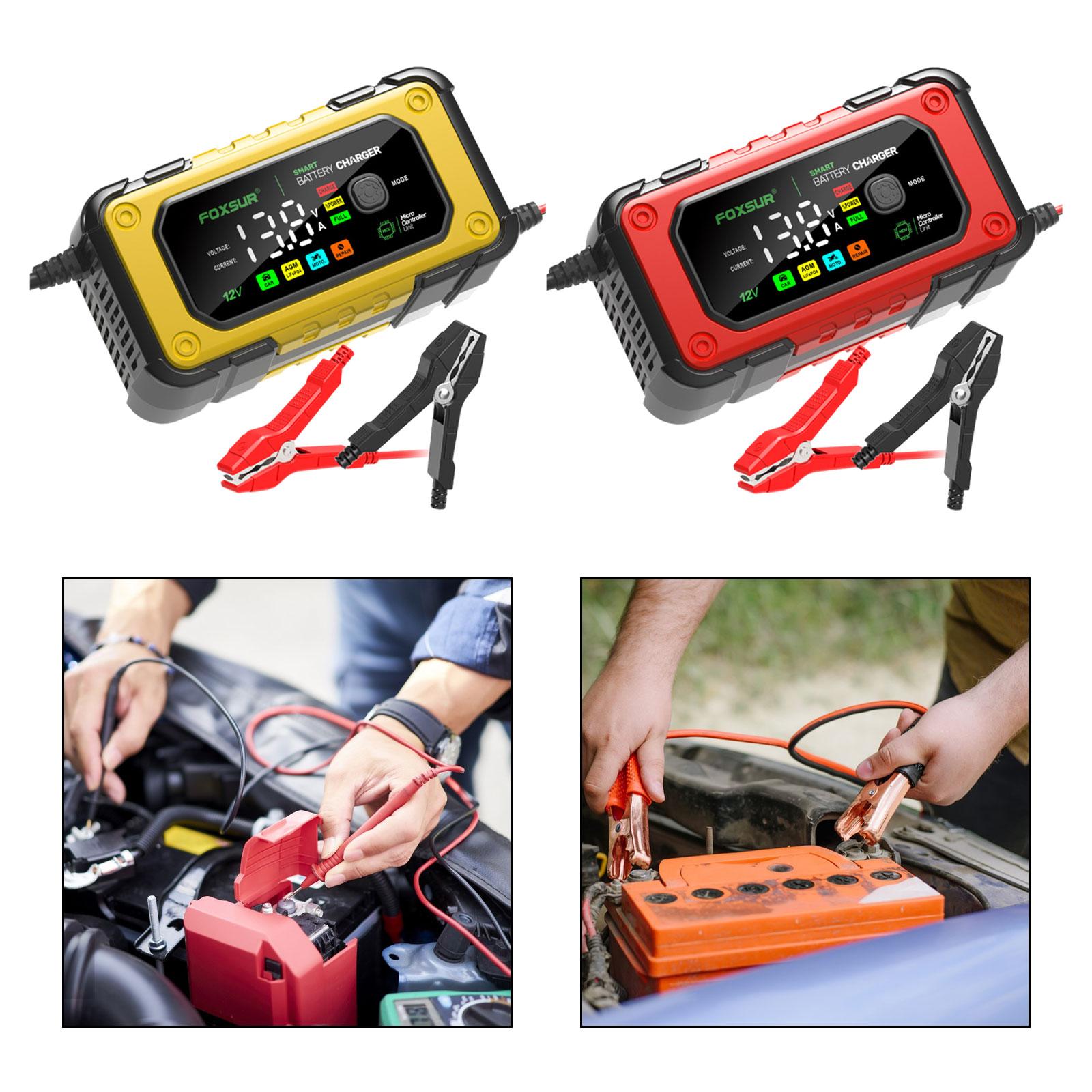 Smart Car Battery Charger Large Screen Colors Smart Battery Trickle Charger yellow
