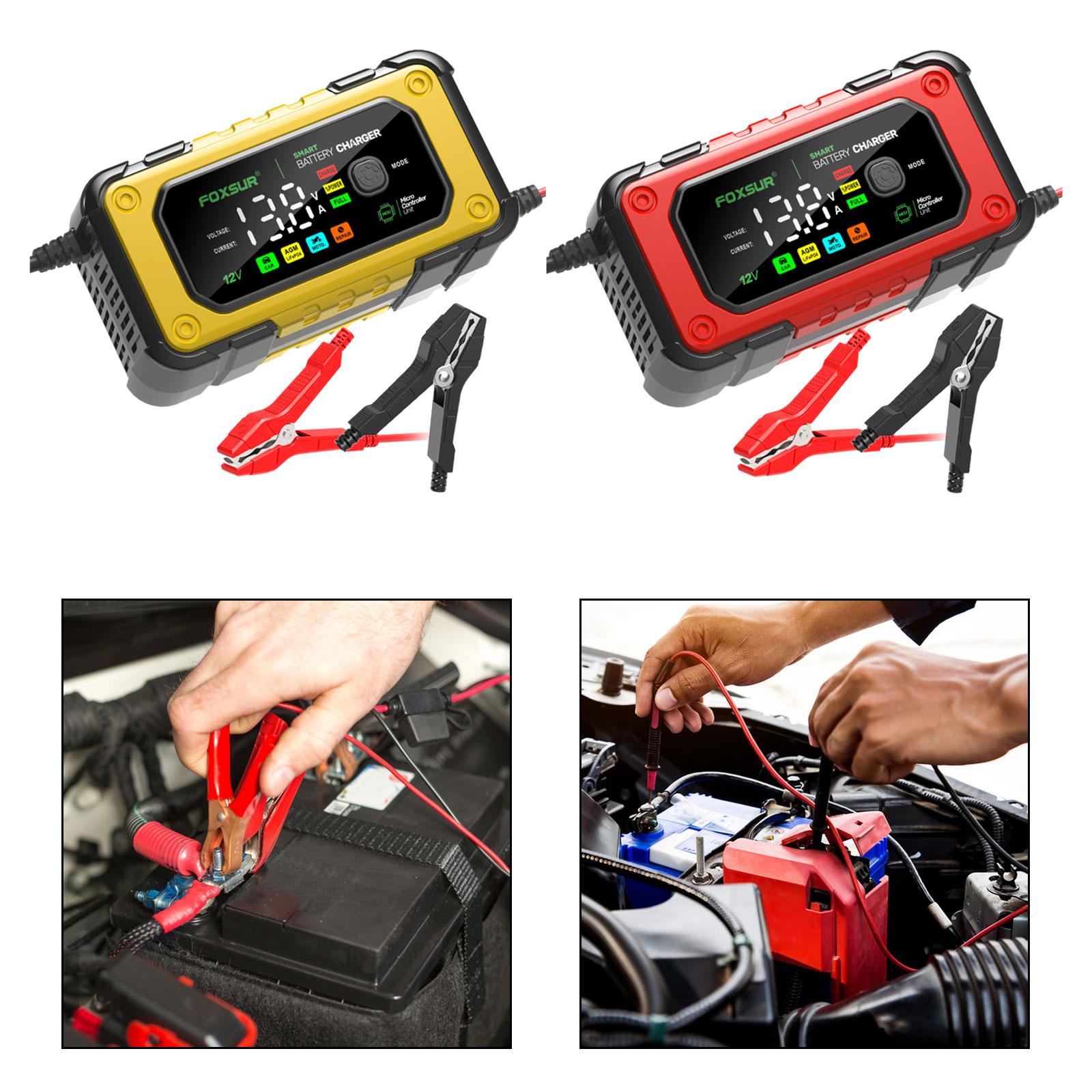 Smart Car Battery Charger Large Screen Colors Smart Battery Trickle Charger yellow