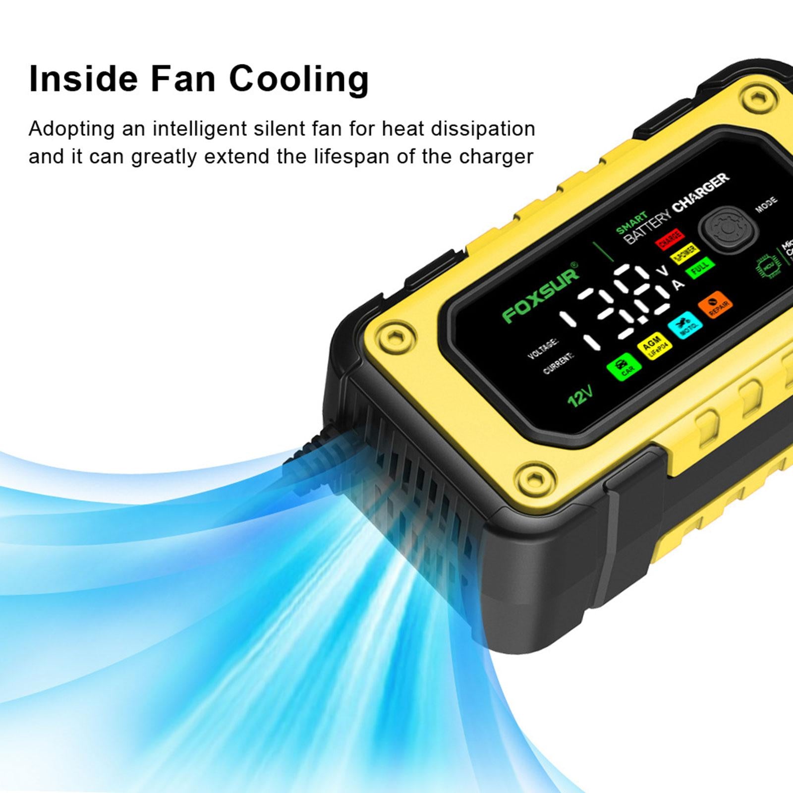 Smart Car Battery Charger Large Screen Colors Smart Battery Trickle Charger yellow