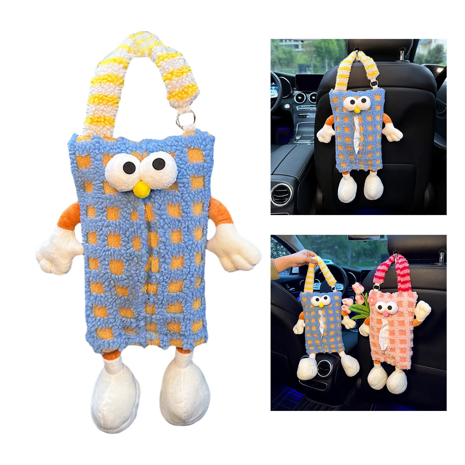Plush Cartoon Car Tissue Holder Creative Automotive Accessories Paper Holder Blue