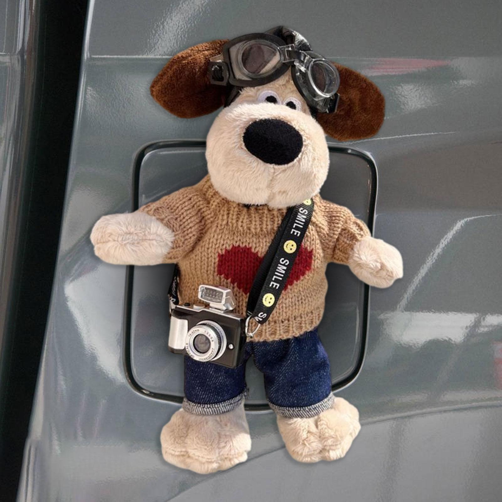Cartoon Easy Installation Decorative Soft Gift Car Exterior Decoration Doll brown dog