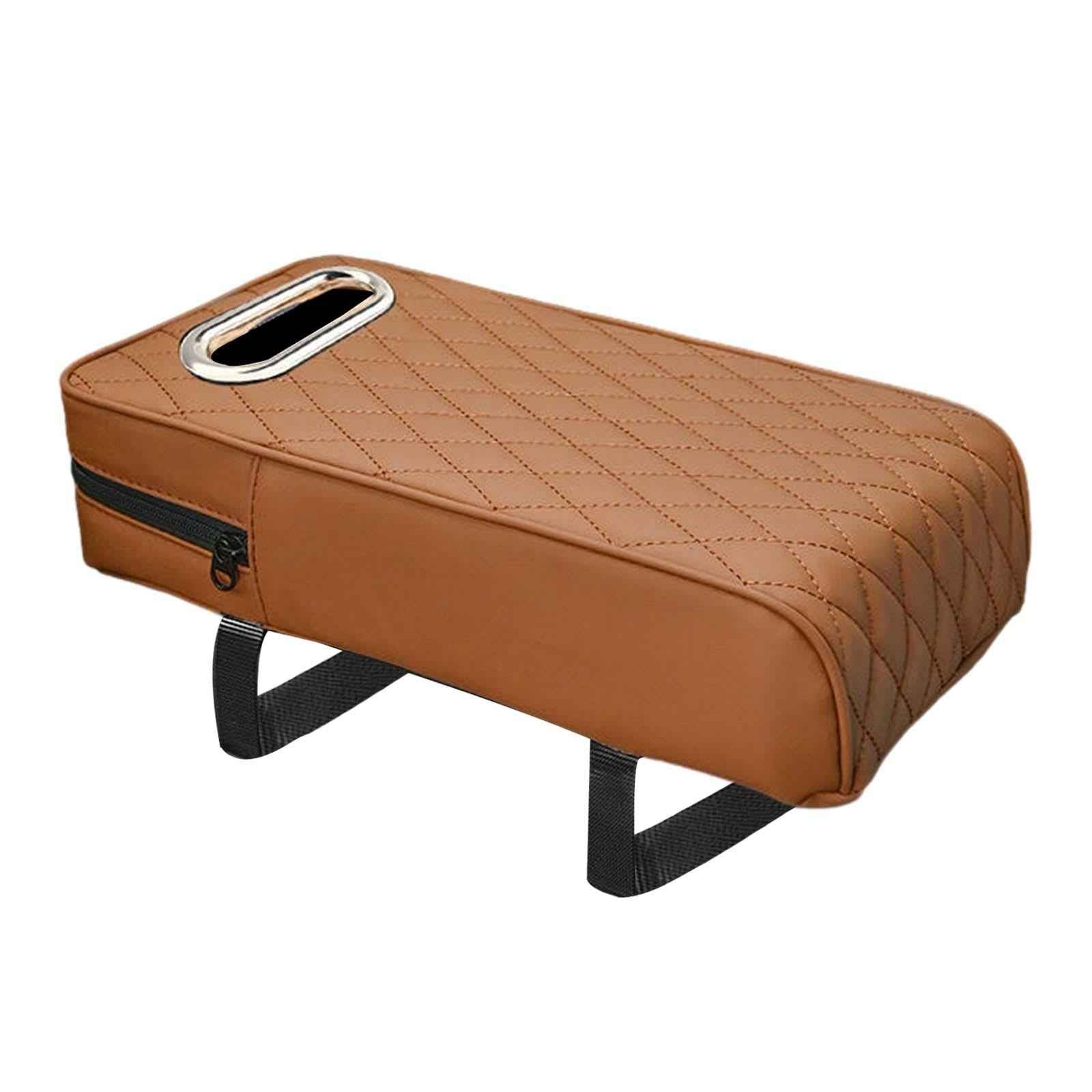 Armrest Box Mats Multifunctional with Storage Pocket Universal Arm Rest Pad brown