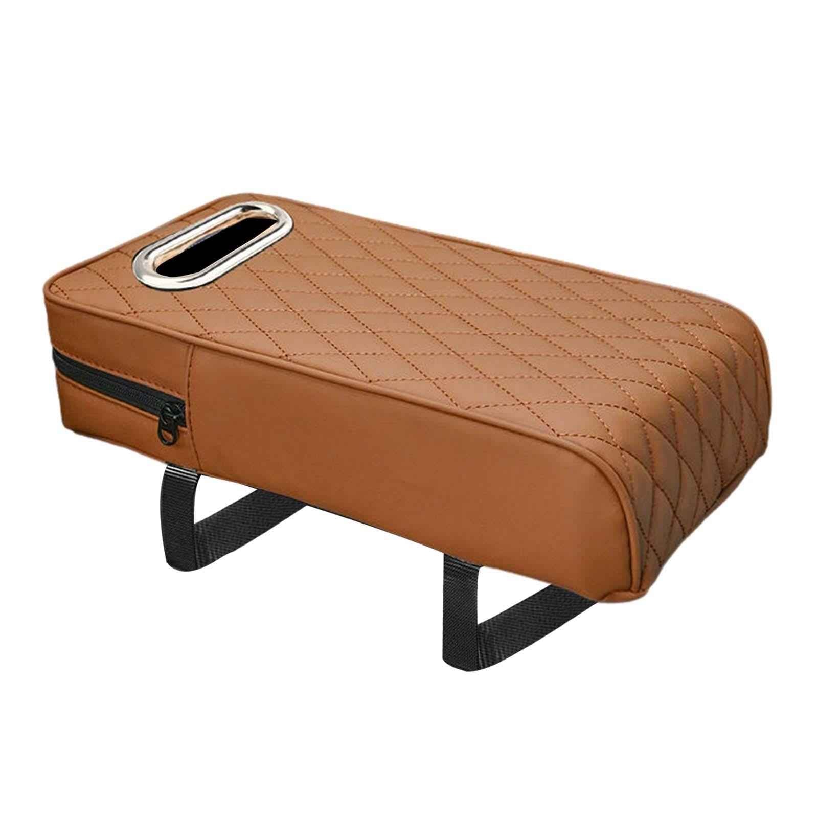 Armrest Box Mats Multifunctional with Storage Pocket Universal Arm Rest Pad brown