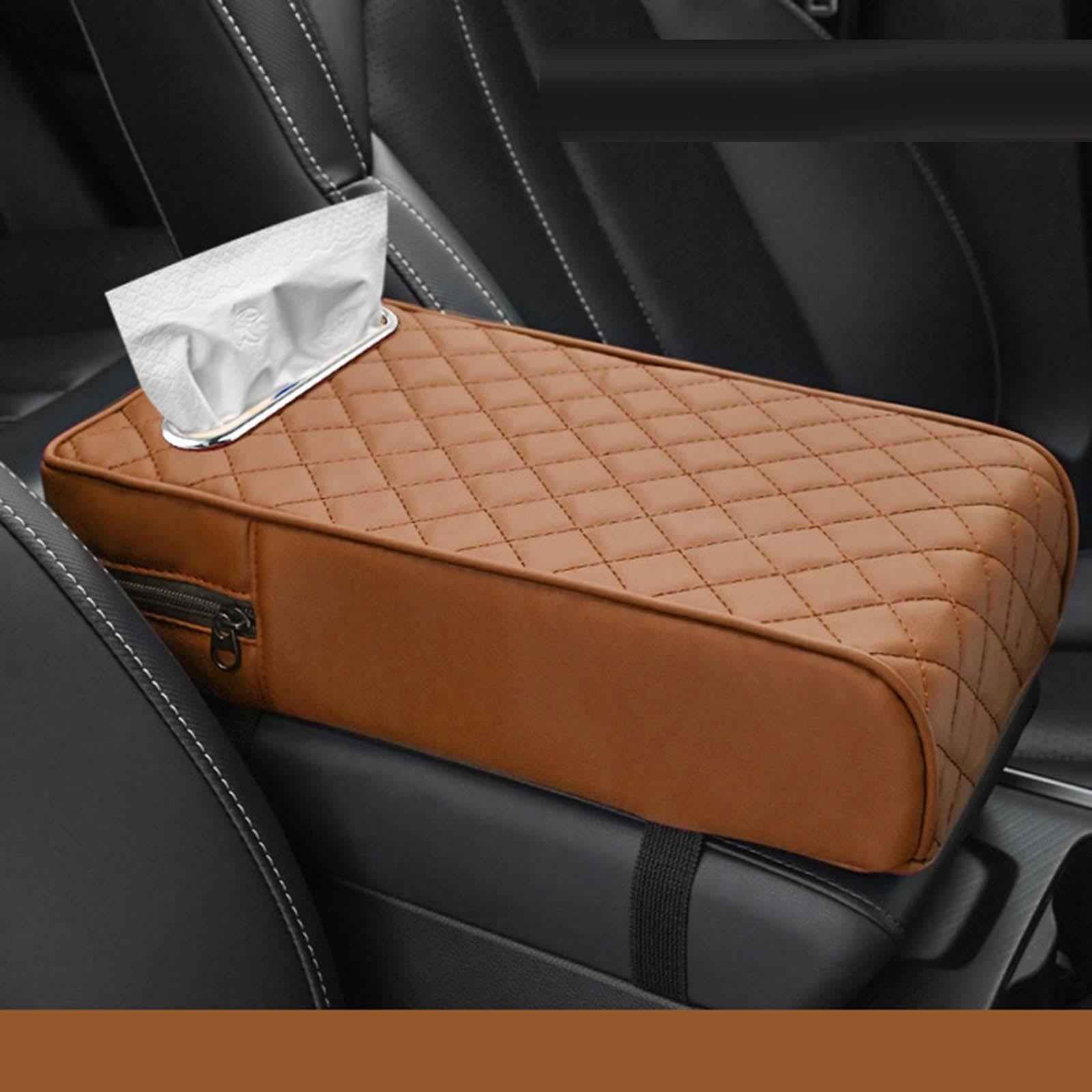 Armrest Box Mats Multifunctional with Storage Pocket Universal Arm Rest Pad brown