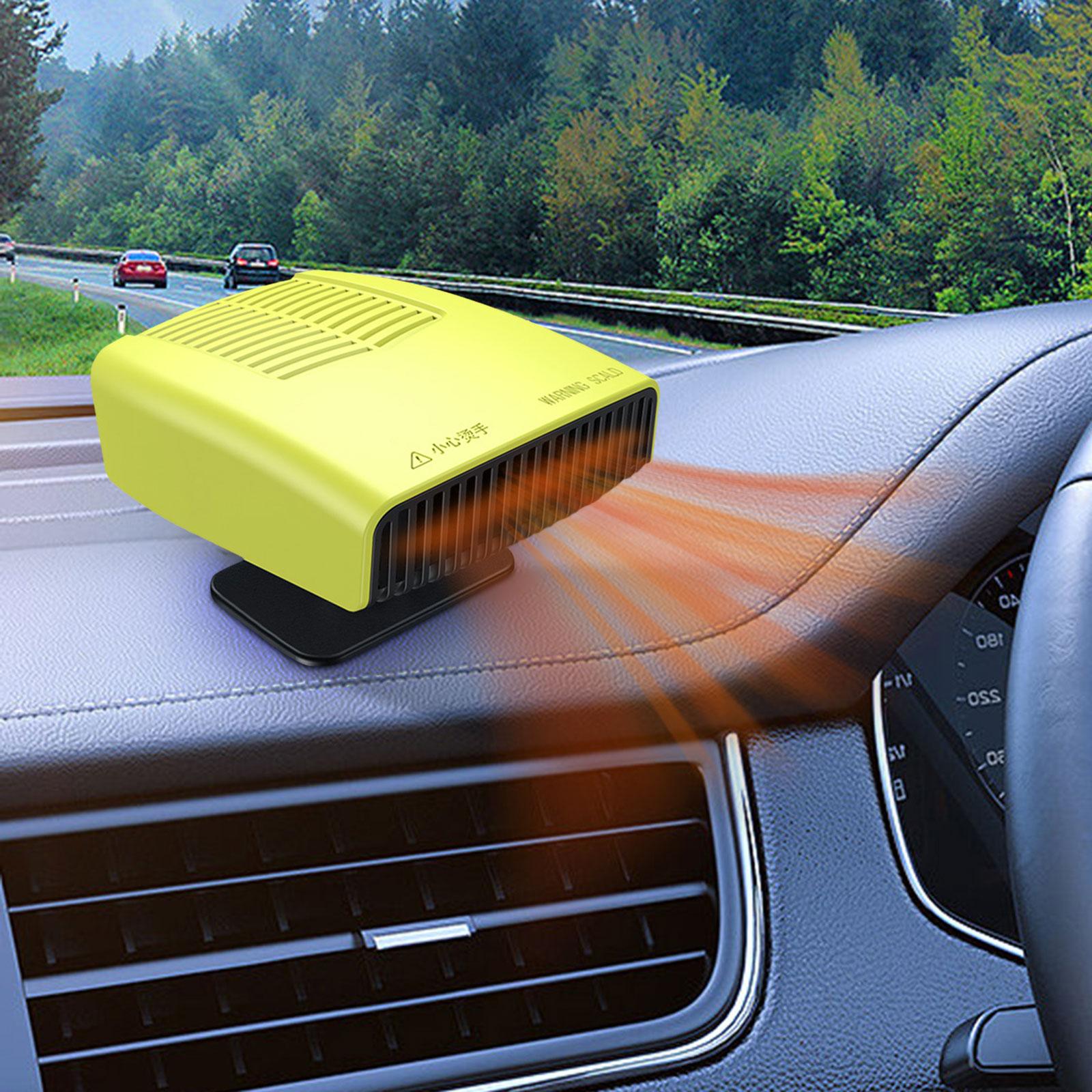 12V 150W Portable Car Heater Fan Accessory Easily Install 360° Rotation Base Yellow