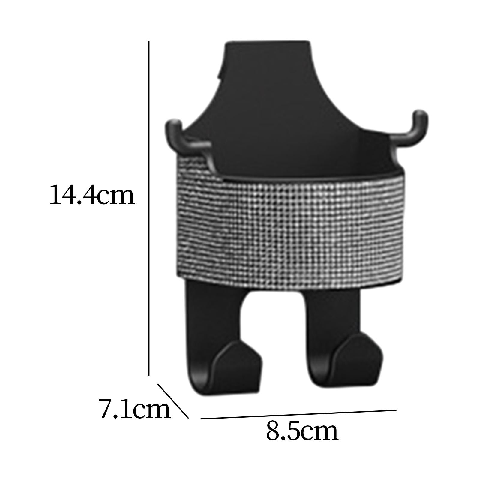 Car Seat Back Hook Cup Holder Seat Back Organizer Box for Bottle Snacks White Rhinestones