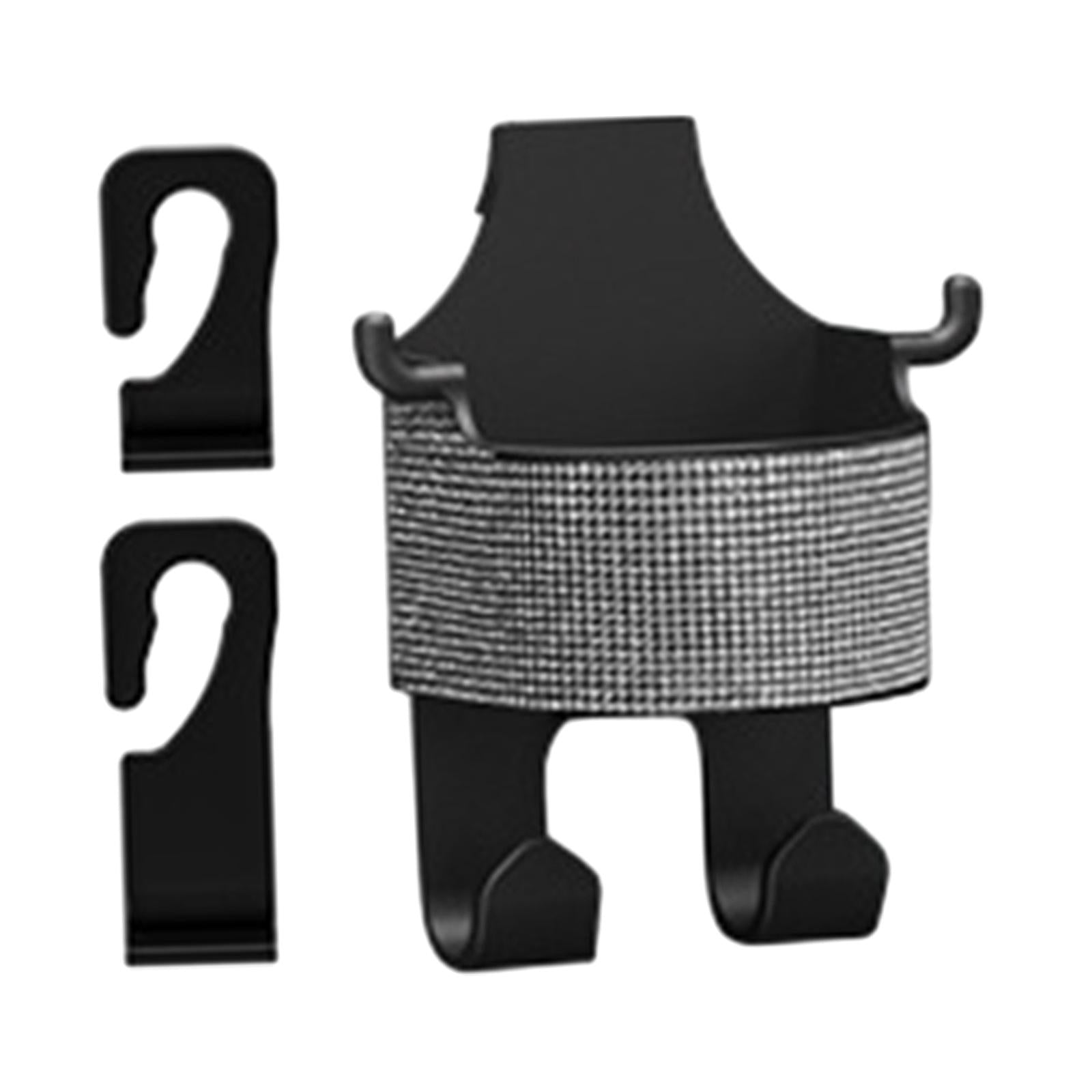 Car Seat Back Hook Cup Holder Seat Back Organizer Box for Bottle Snacks White Rhinestones