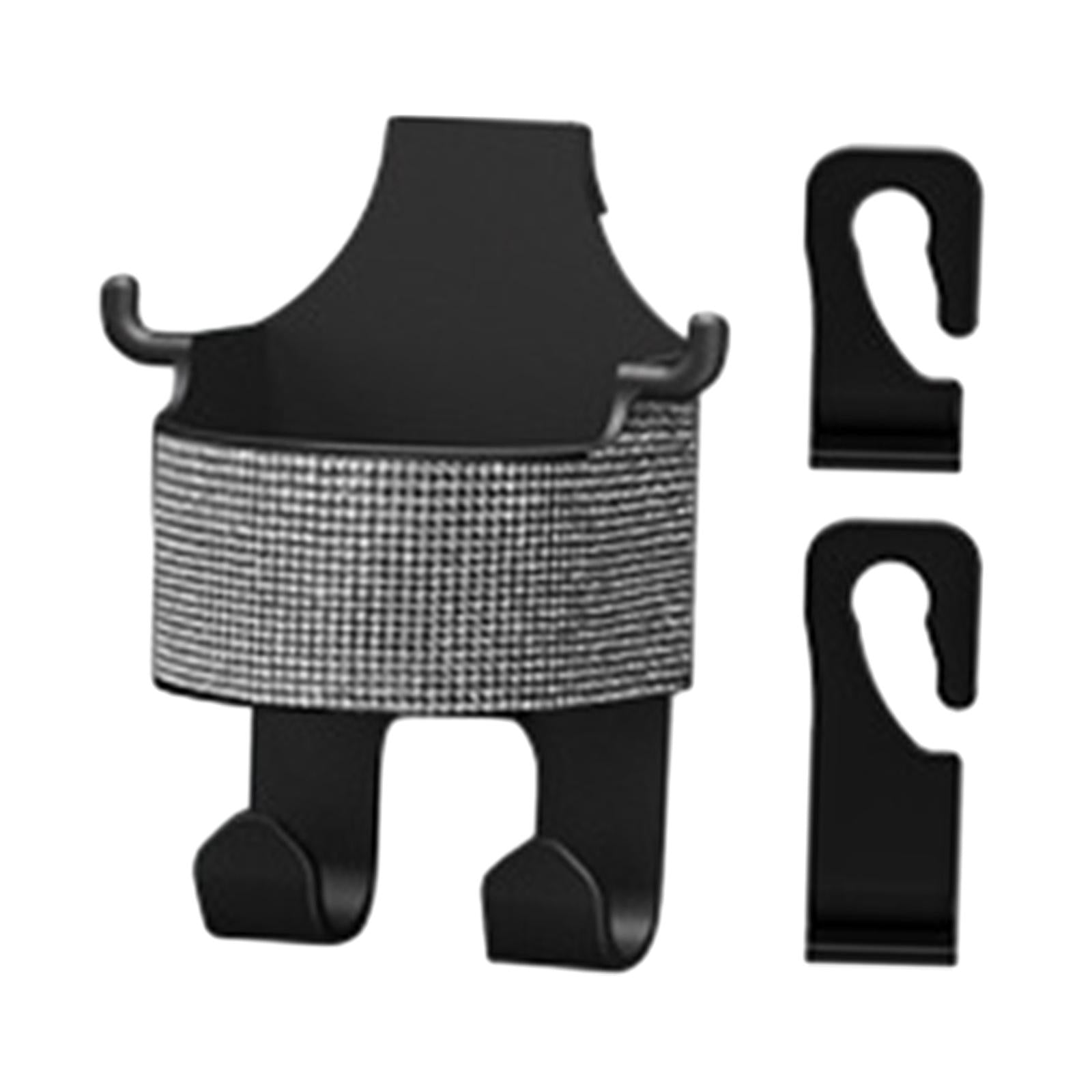 Car Seat Back Hook Cup Holder Seat Back Organizer Box for Bottle Snacks White Rhinestones