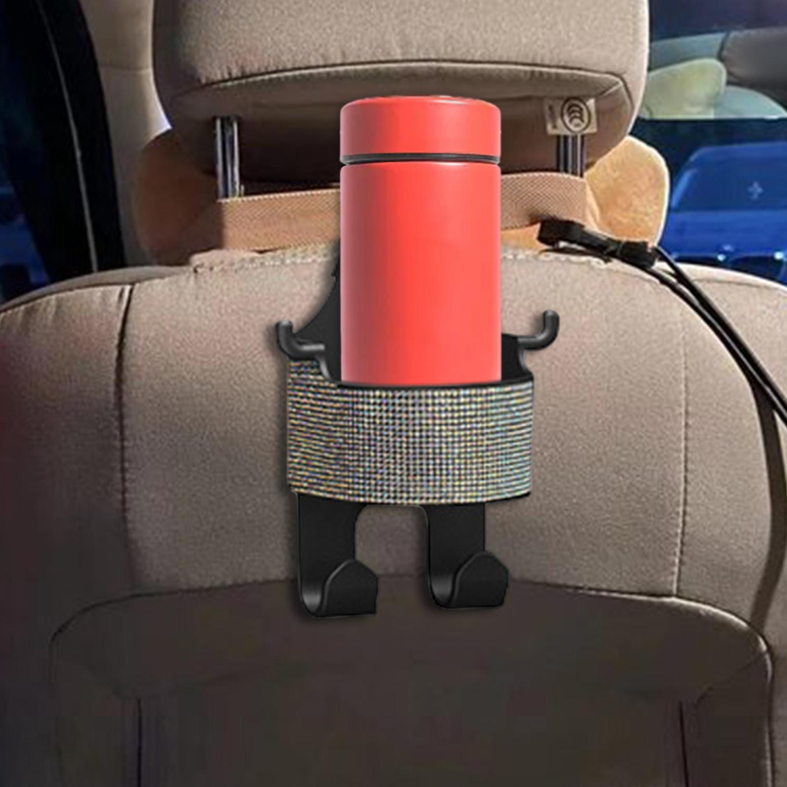 Car Seat Back Hook Cup Holder Seat Back Organizer Box for Bottle Snacks Colorful Rhinestones