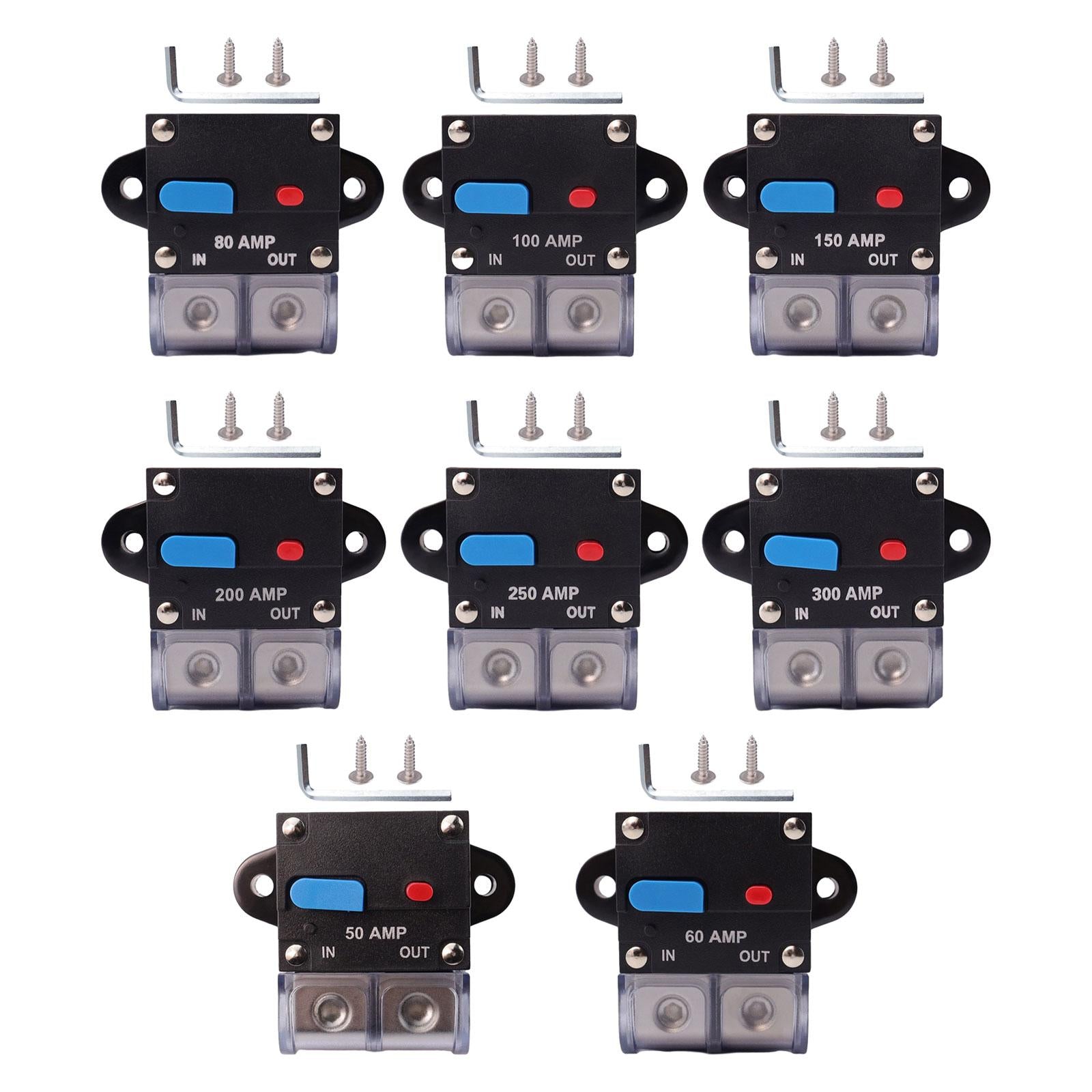 Circuit Breaker with Manual Reset Button Resettable for 12V 24V Durable 50A