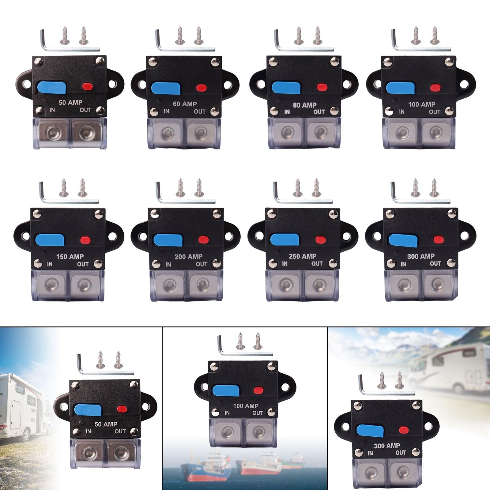 Circuit Breaker with Manual Reset Button Resettable for 12V 24V Durable 50A