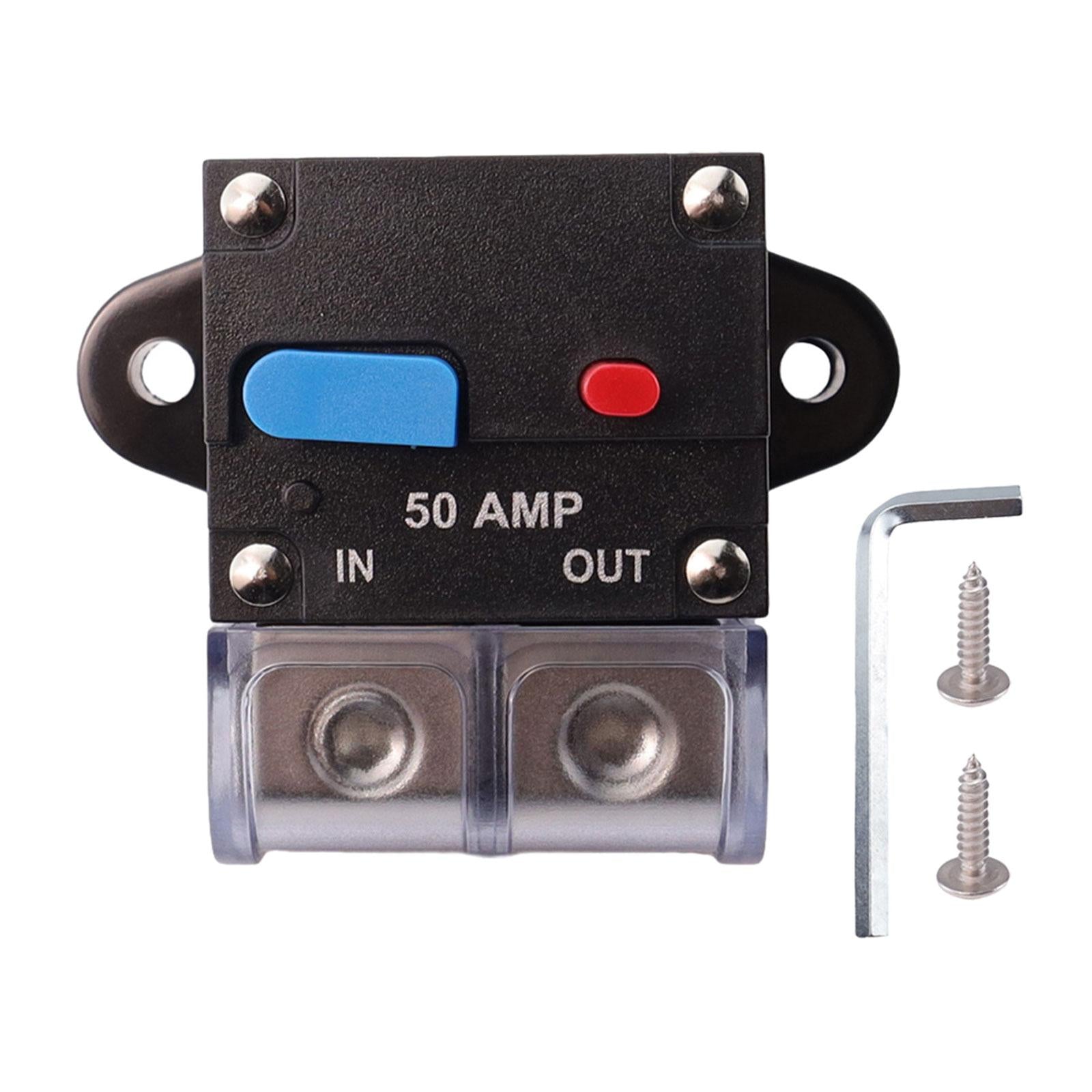 Circuit Breaker with Manual Reset Button Resettable for 12V 24V Durable 50A