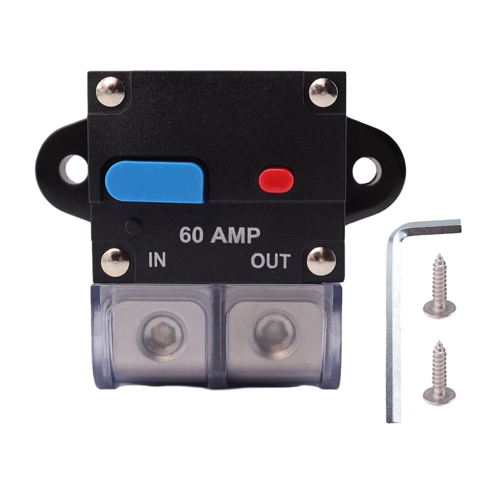 Circuit Breaker with Manual Reset Button Resettable for 12V 24V Durable 60A