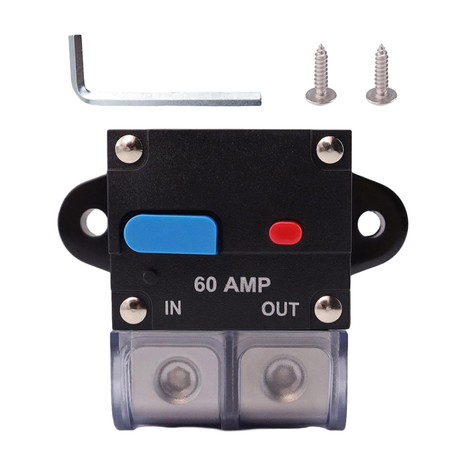 Circuit Breaker with Manual Reset Button Resettable for 12V 24V Durable 60A