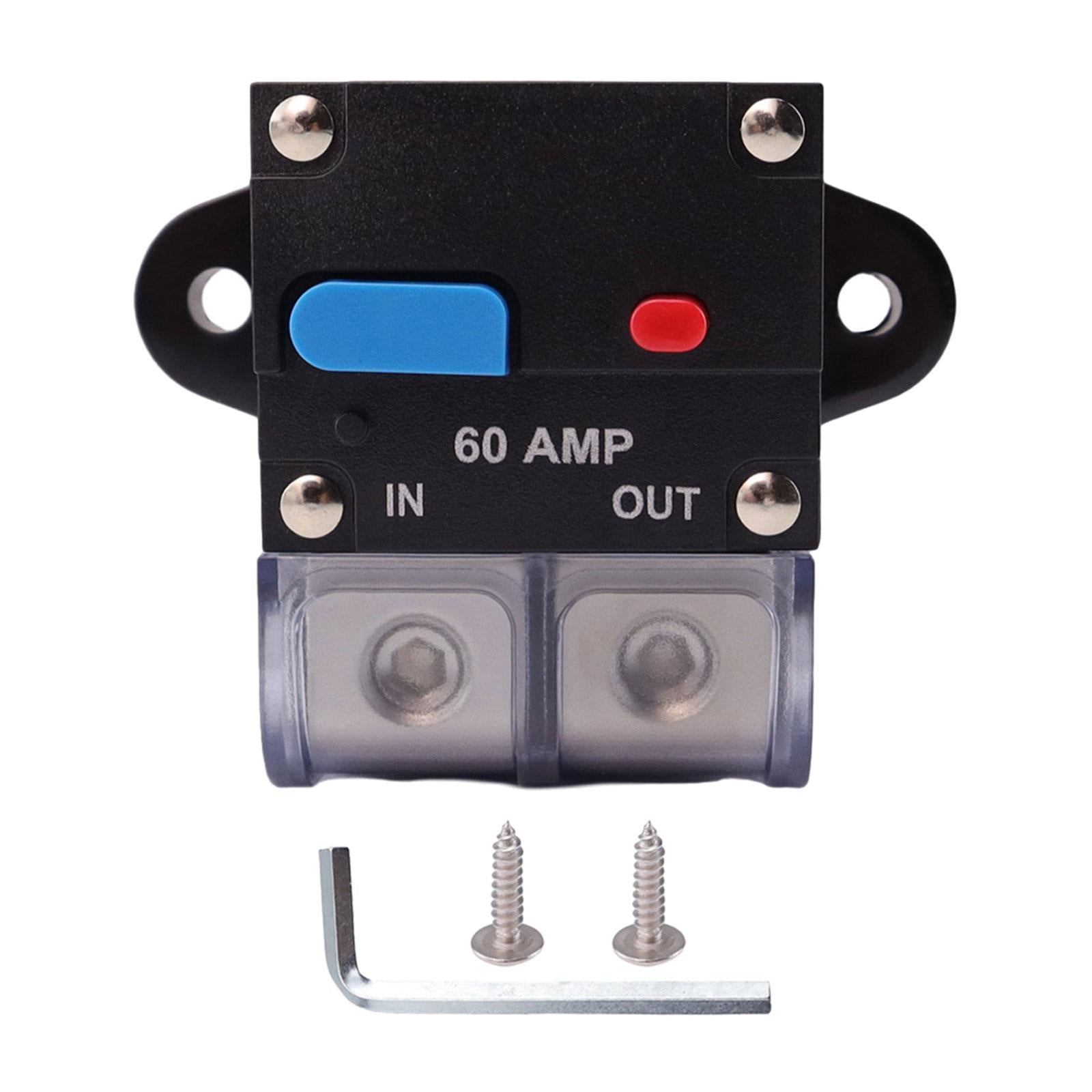 Circuit Breaker with Manual Reset Button Resettable for 12V 24V Durable 60A