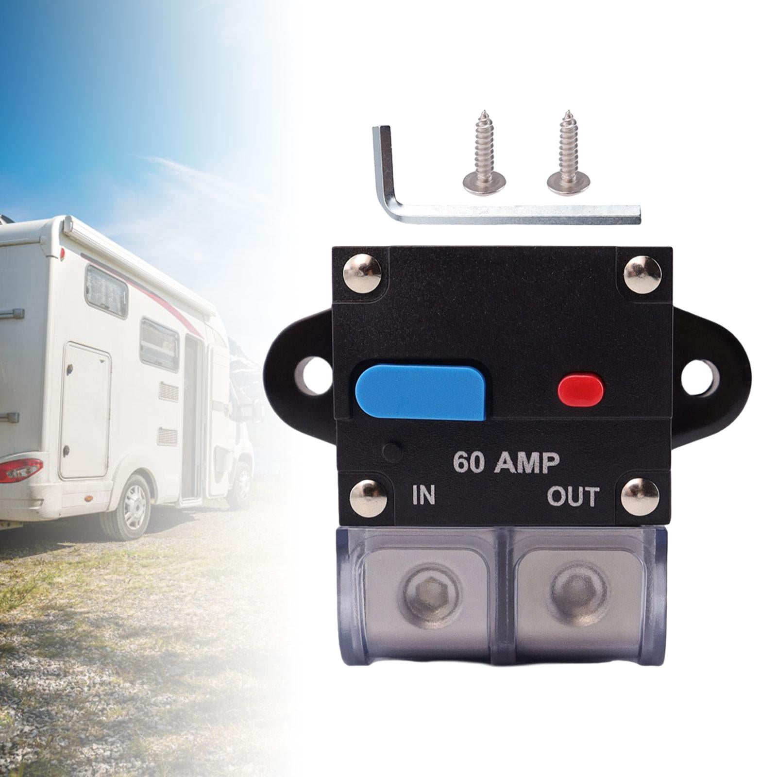 Circuit Breaker with Manual Reset Button Resettable for 12V 24V Durable 60A