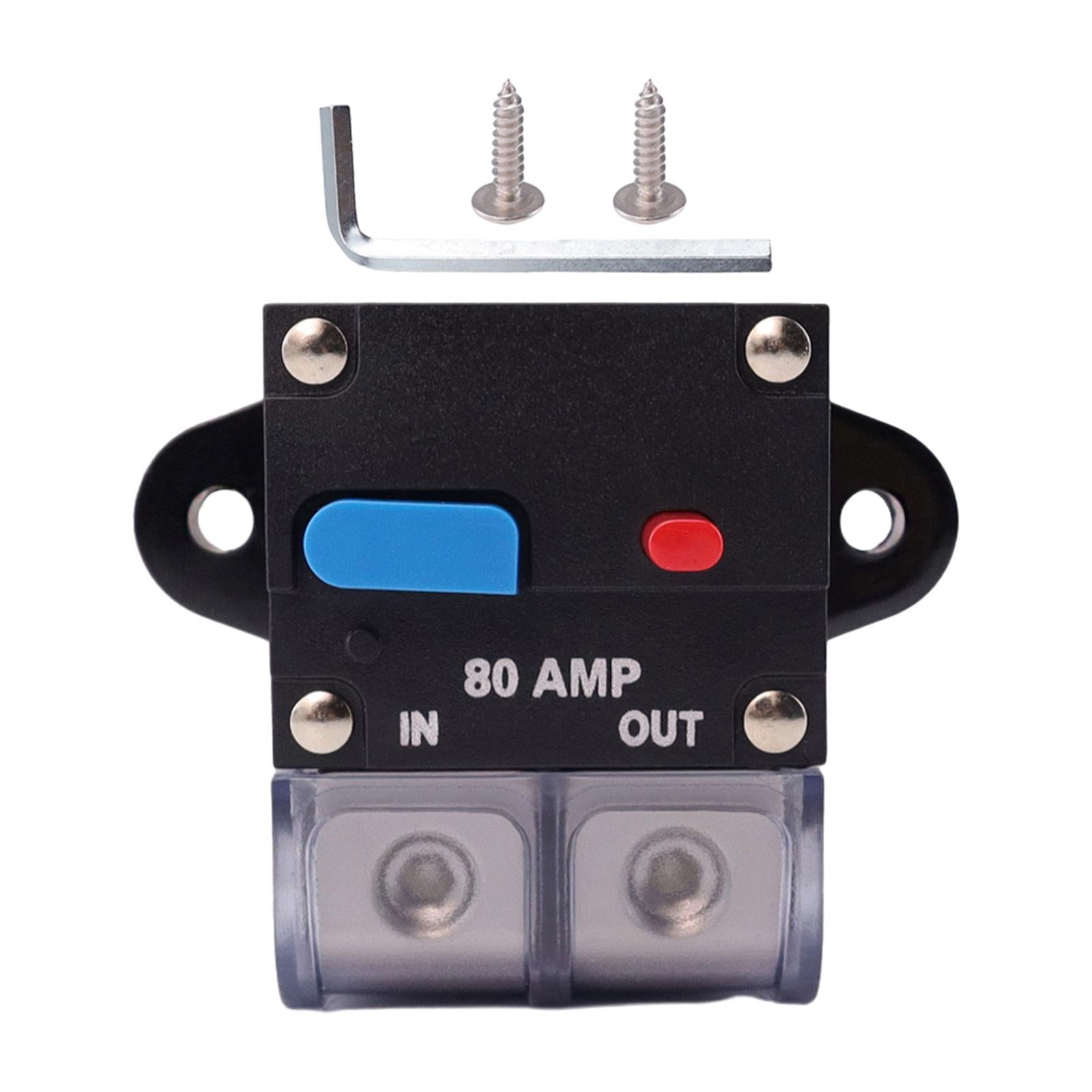 Circuit Breaker with Manual Reset Button Resettable for 12V 24V Durable 80A