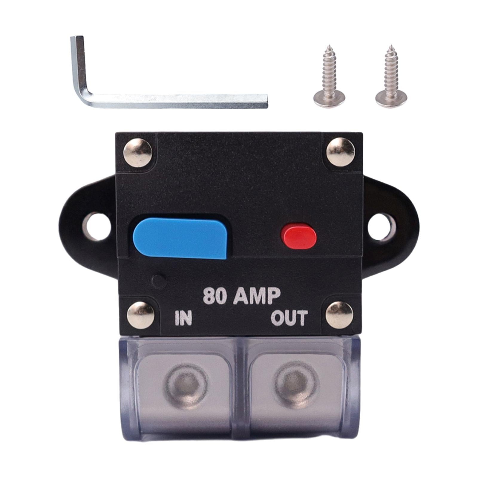 Circuit Breaker with Manual Reset Button Resettable for 12V 24V Durable 80A