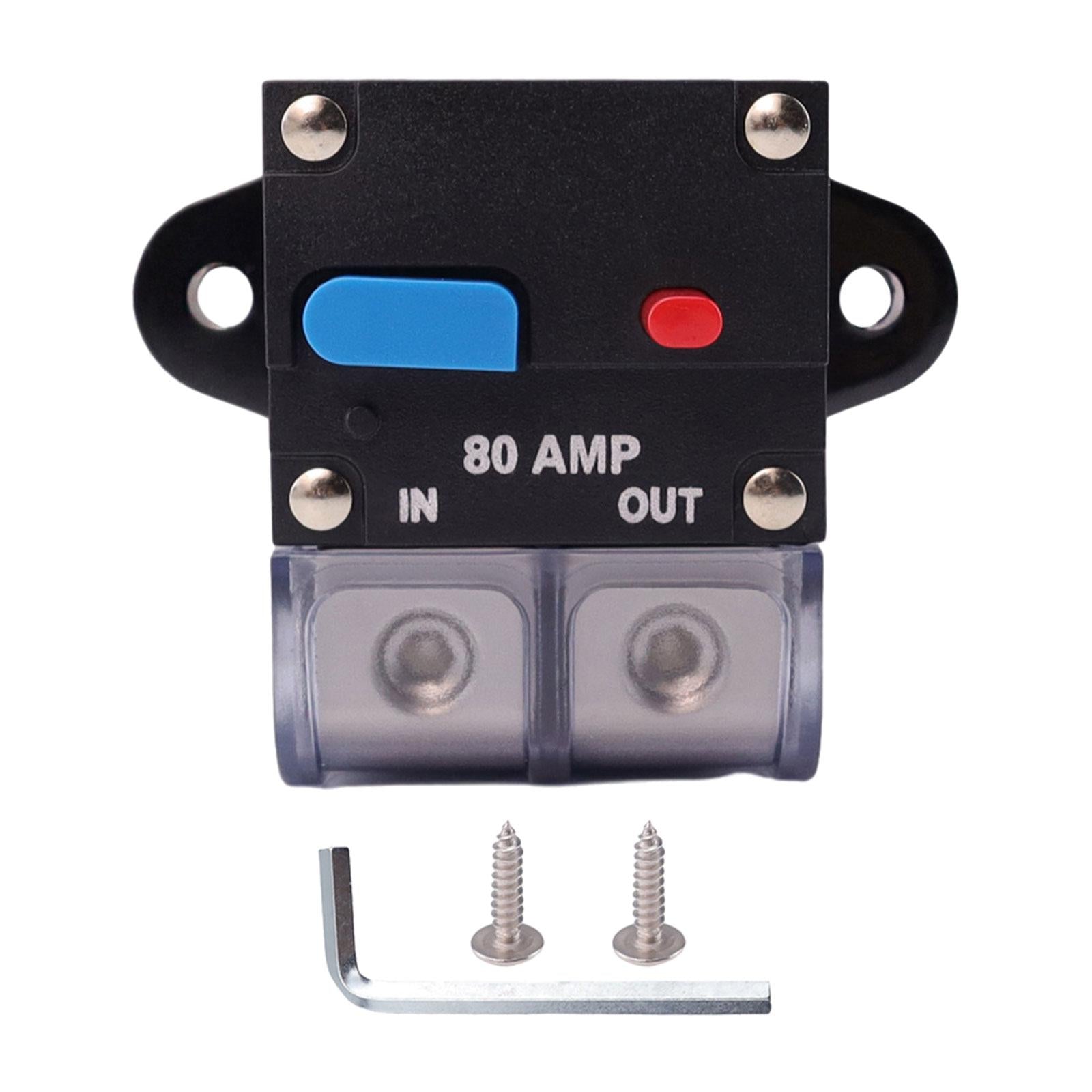Circuit Breaker with Manual Reset Button Resettable for 12V 24V Durable 80A