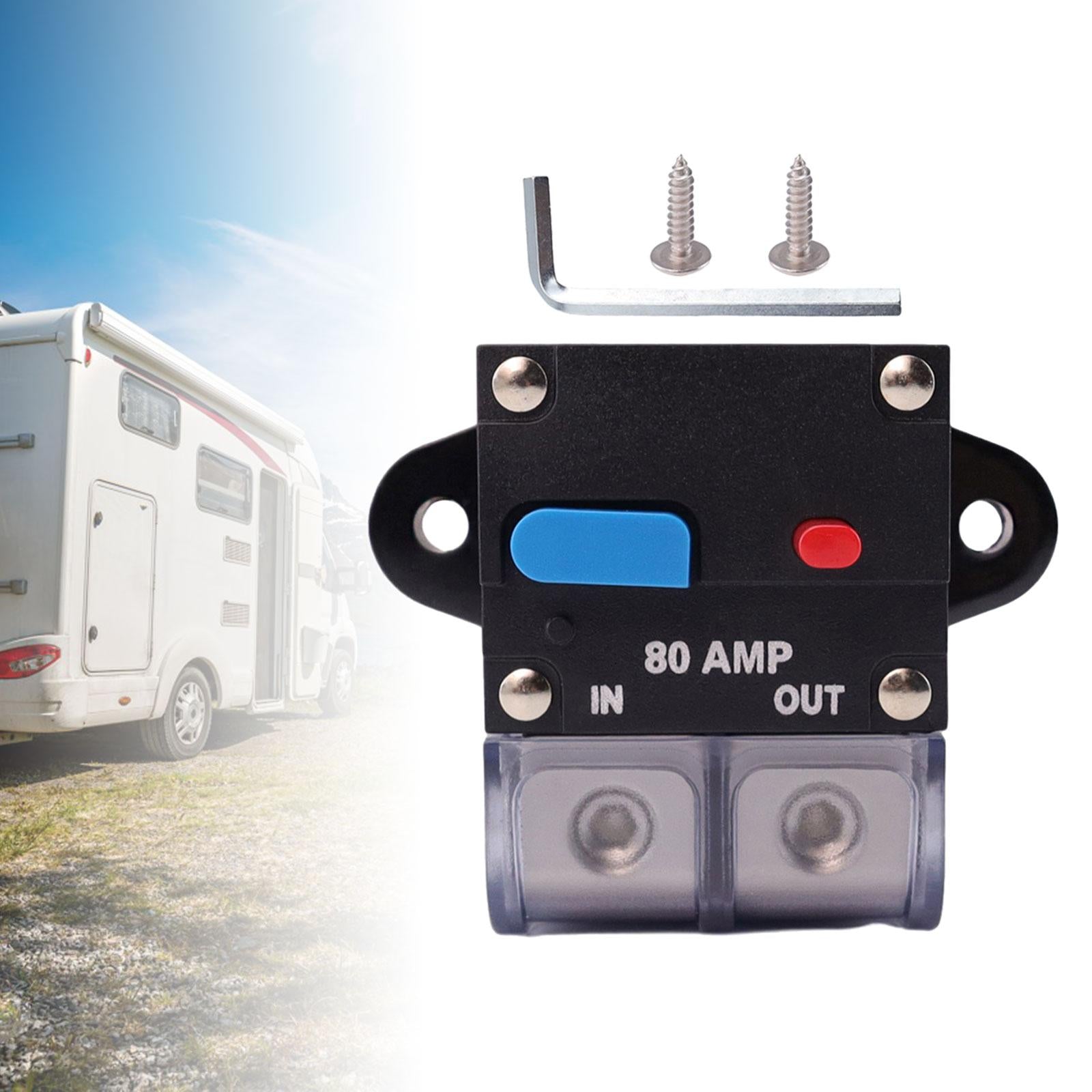 Circuit Breaker with Manual Reset Button Resettable for 12V 24V Durable 80A