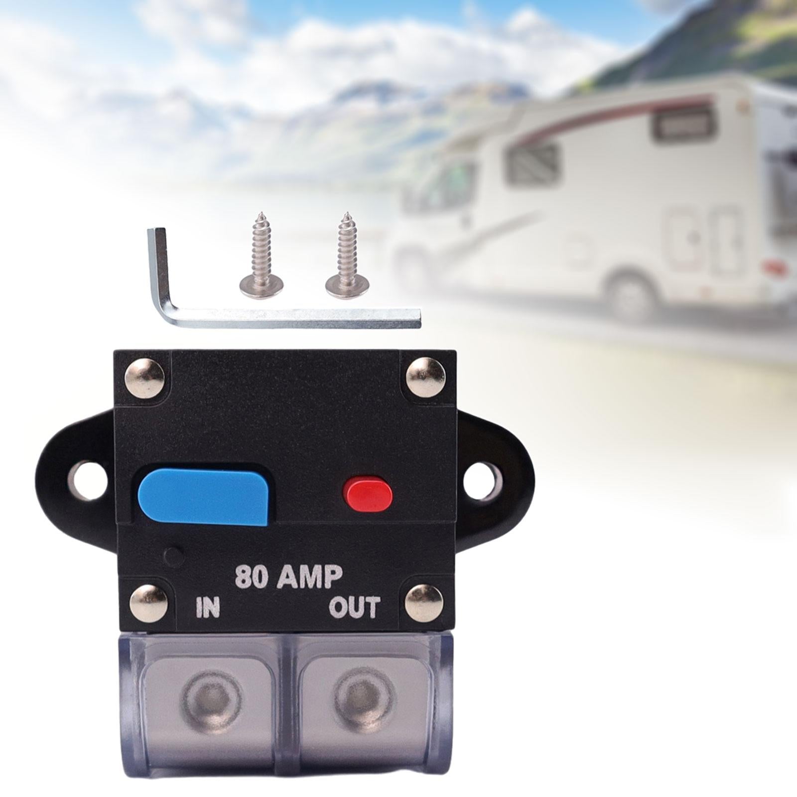 Circuit Breaker with Manual Reset Button Resettable for 12V 24V Durable 80A