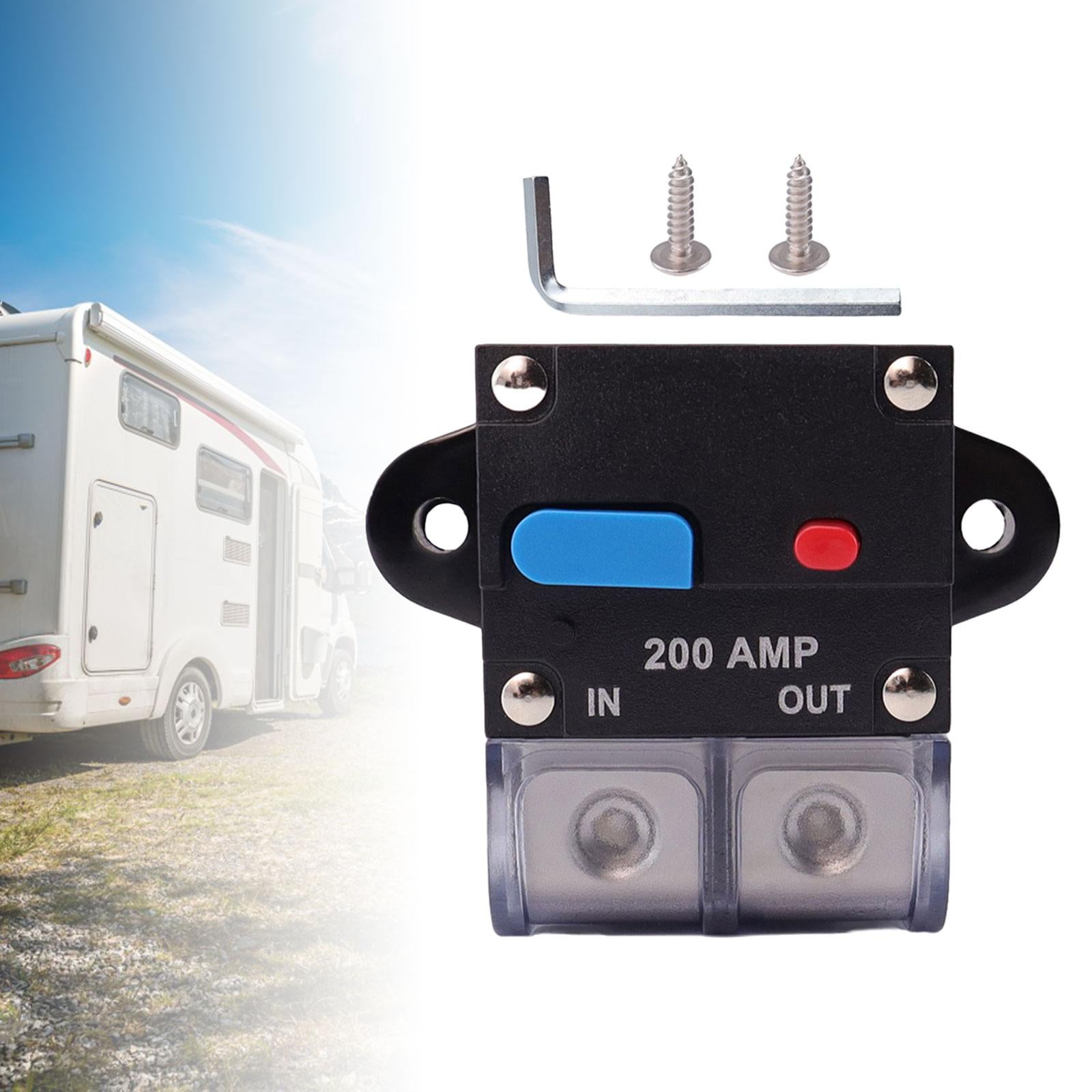 Circuit Breaker with Manual Reset Button Resettable for 12V 24V Durable 200A