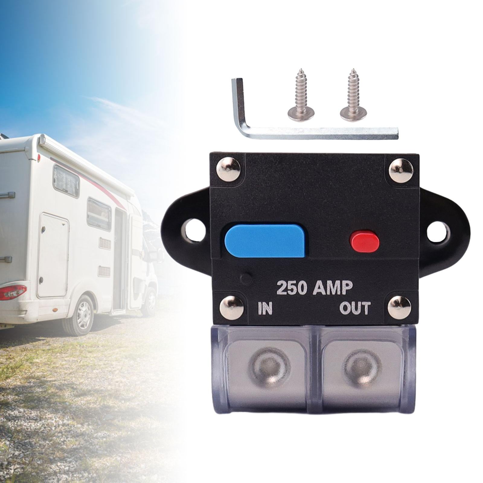 Circuit Breaker with Manual Reset Button Resettable for 12V 24V Durable 250A