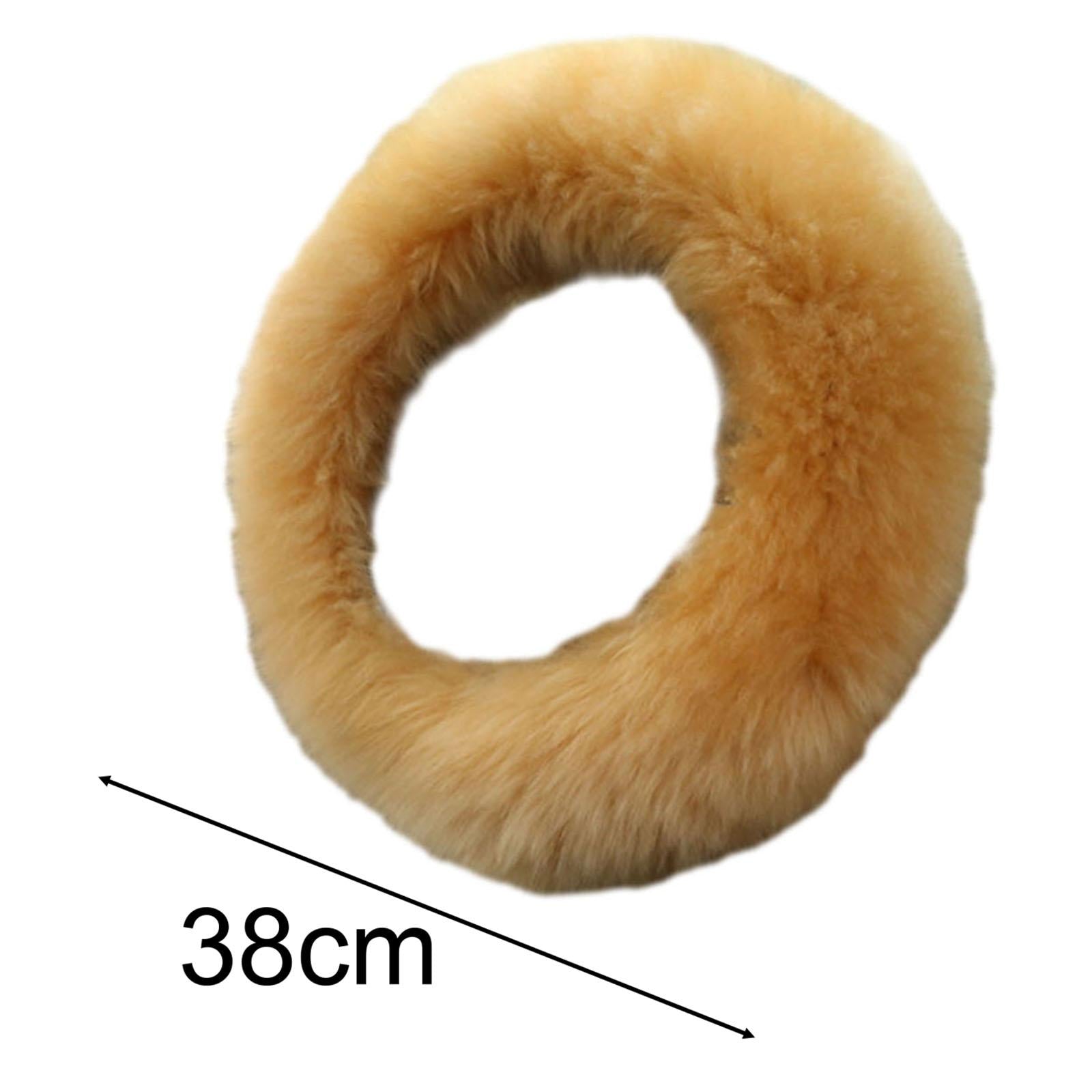 Plush Car Steering Wheel Cover Wear Resistant Steering Wheel Protector Cover Brown