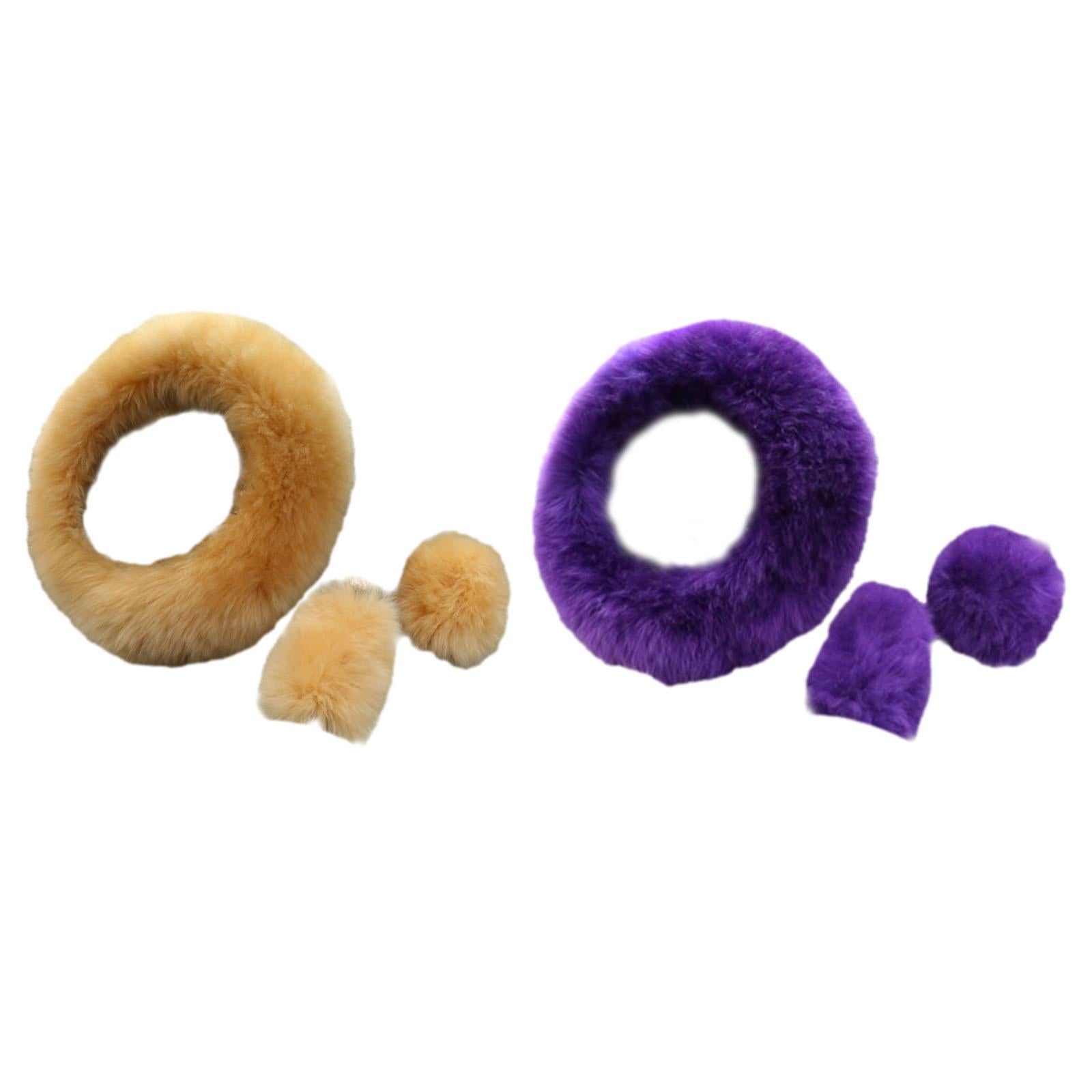 Plush Car Steering Wheel Cover Wear Resistant Steering Wheel Protector Cover Brown