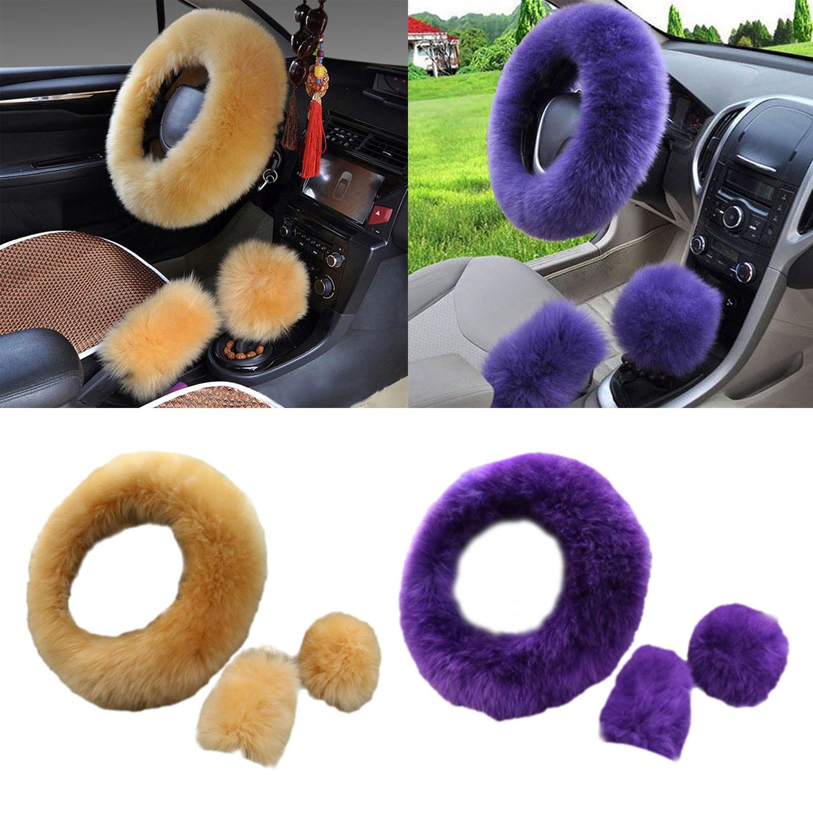 Plush Car Steering Wheel Cover Wear Resistant Steering Wheel Protector Cover Brown