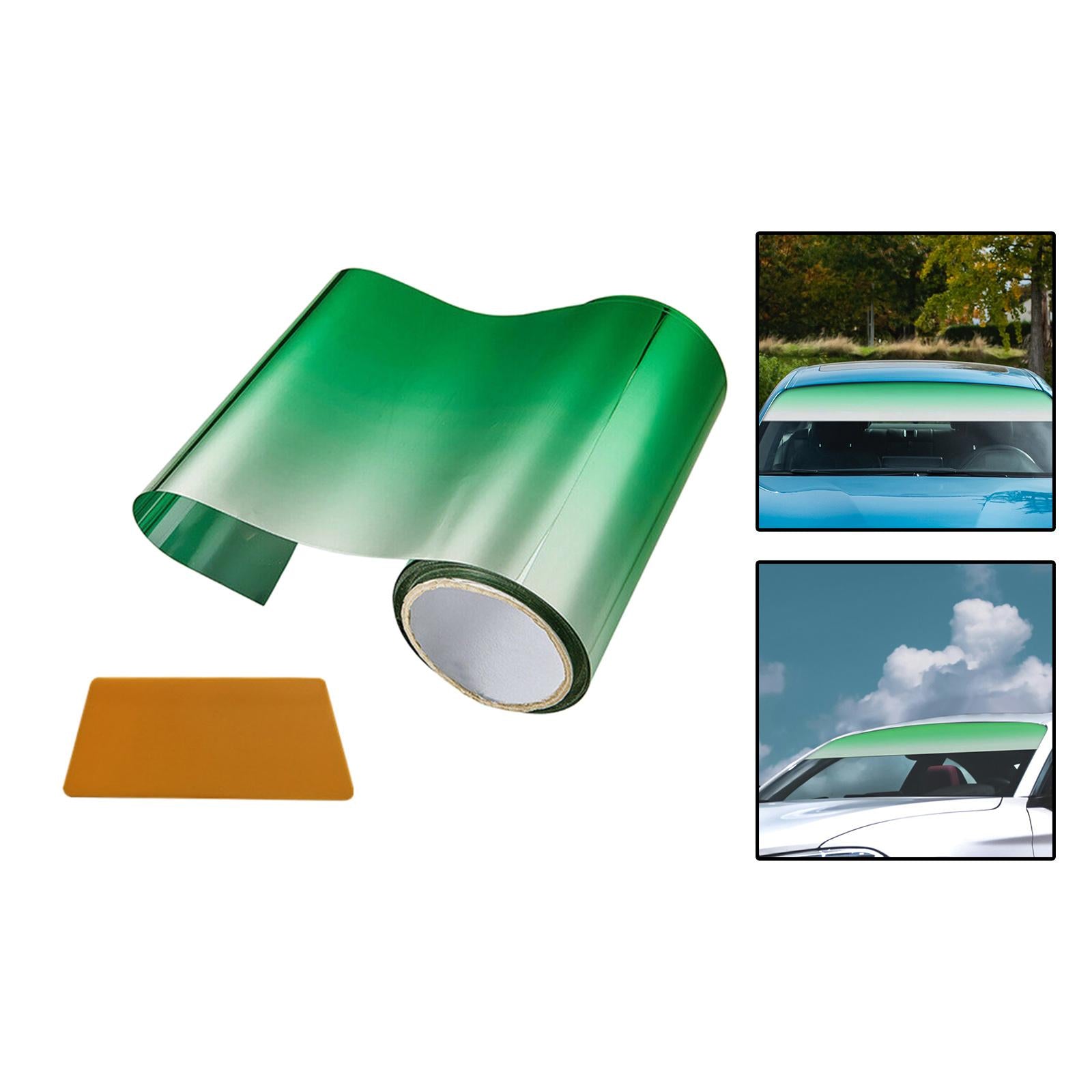4xCar Window Sun Visor Strip Tint Film with Scraper Windshield Sun Visor Strip Green
