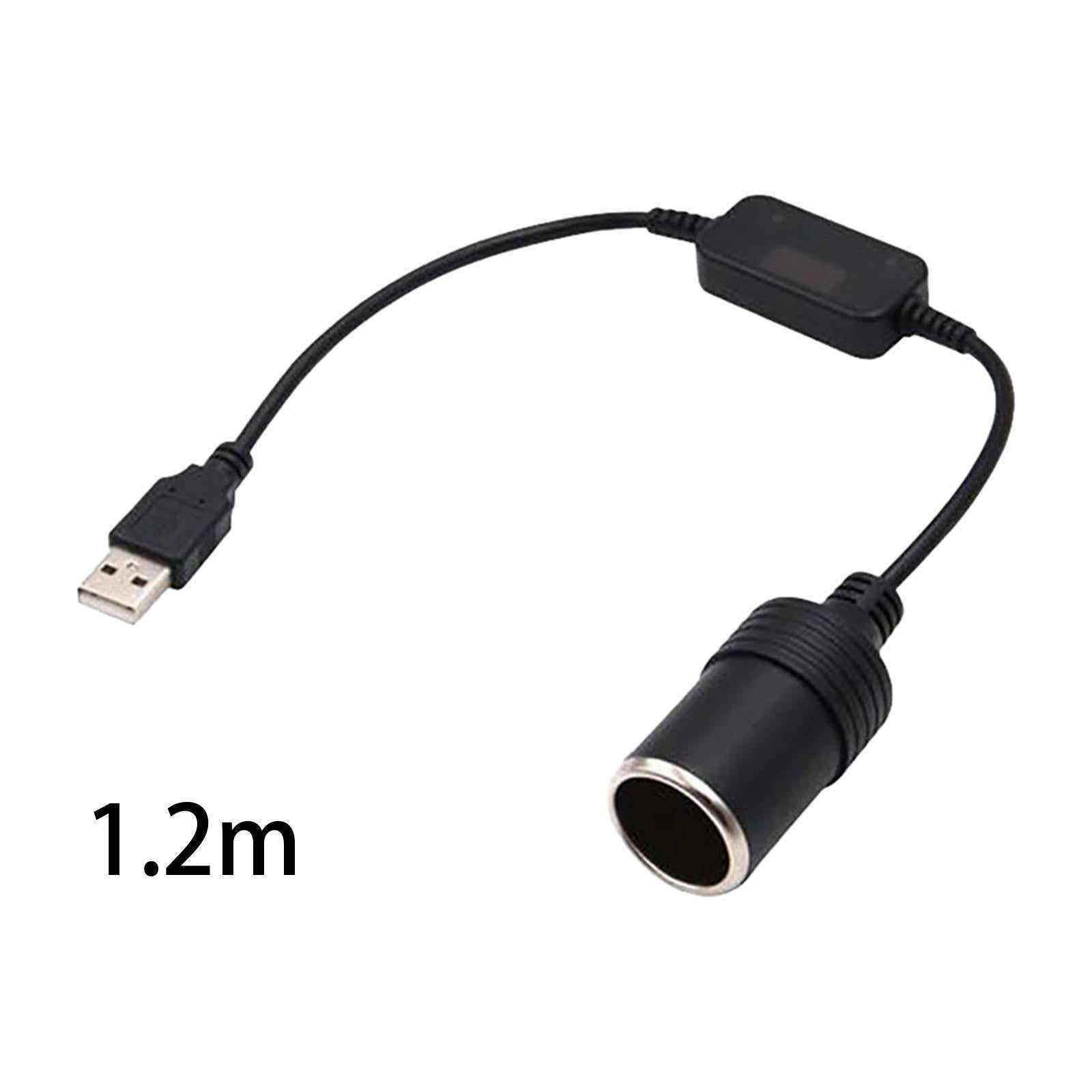2xUSB A Male to 12V Car Cigarette Lighter Socket Female Converter Cable 10W 1.2 meters