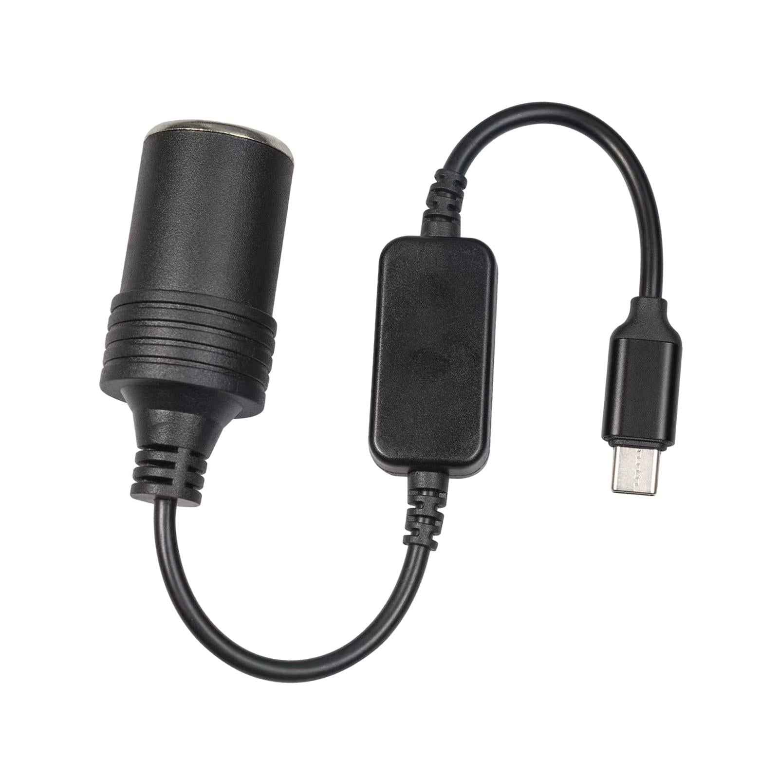 USB C Male to 12V Car Cigarette Lighter Socket Female Converter Cable 12W 0.35m