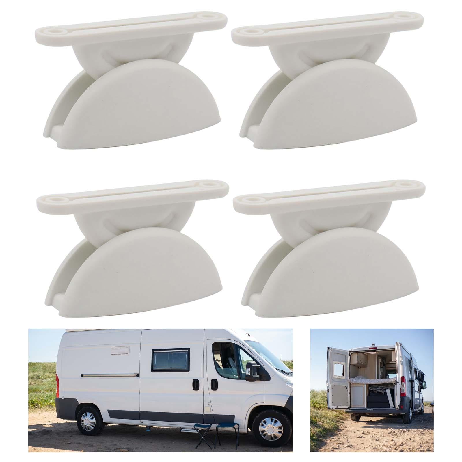 4 Pieces RV Door Retainer Catch Door Stopper Clip for Cupboard Rvs Boat White