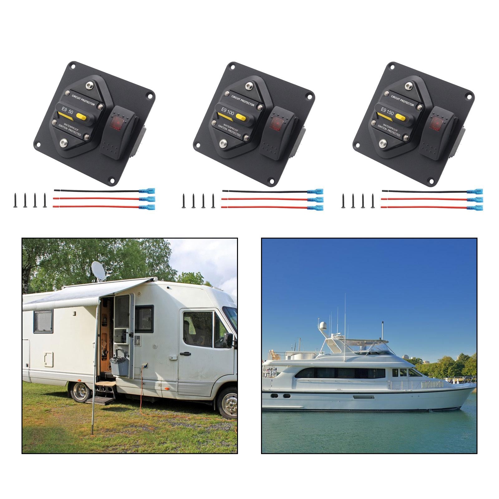 Automotive Boat Marine E9 Circuit Breaker Compact Sturdy 1/4” Threaded Studs 50A